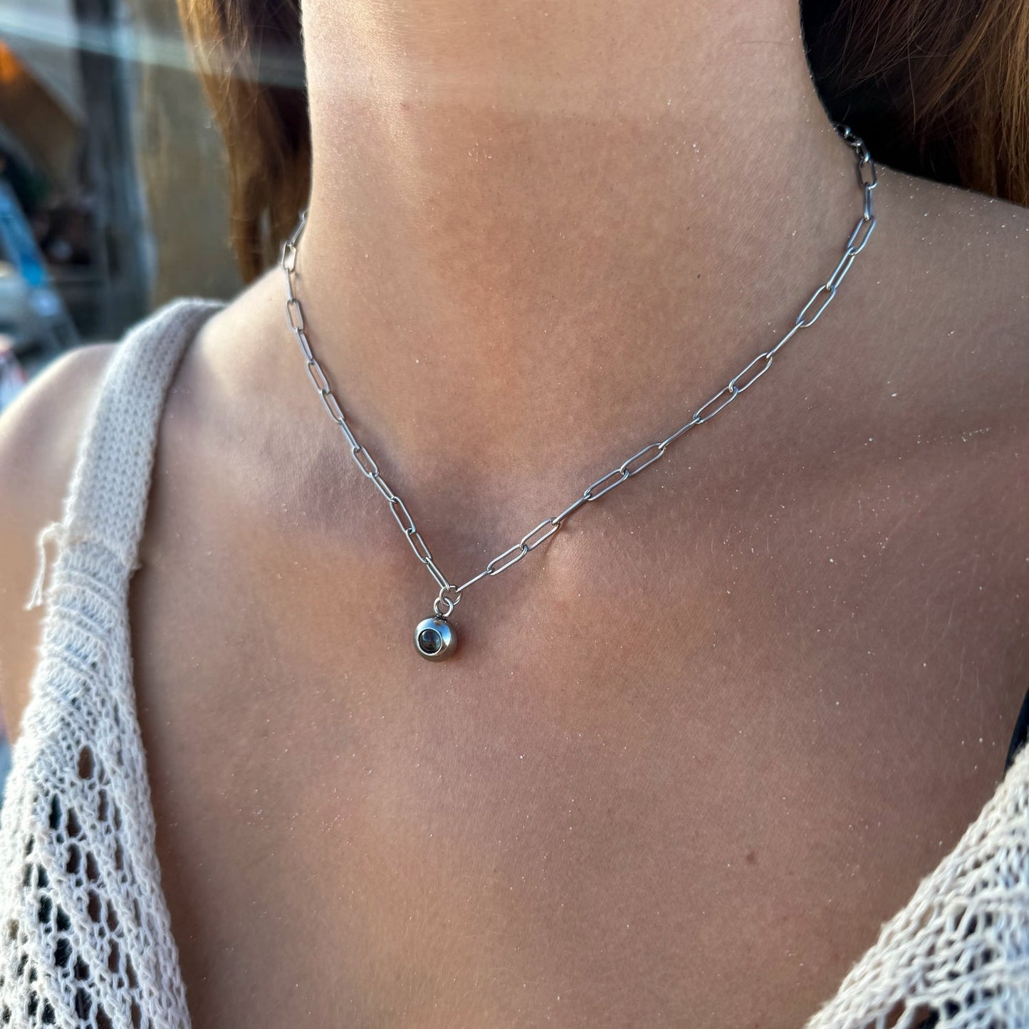 Personalized photo necklace - Paperclip chain