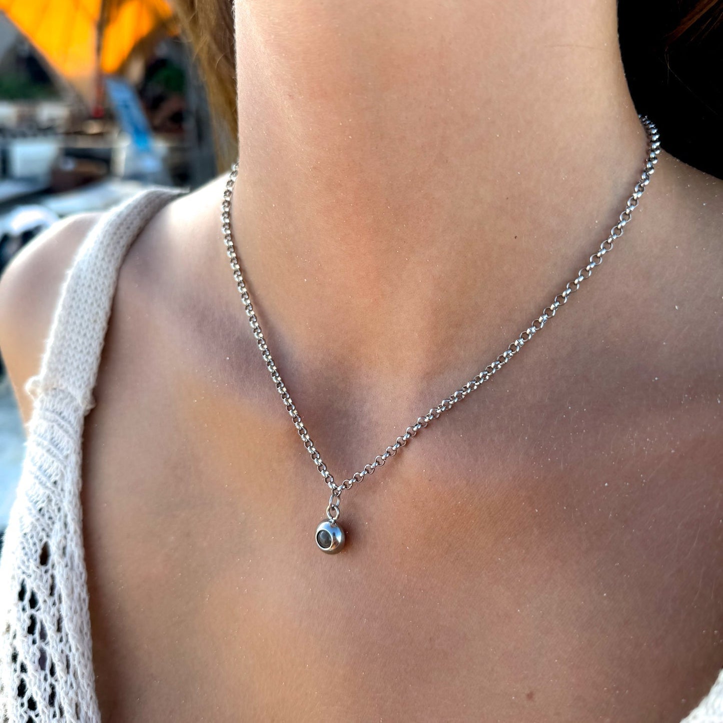 Personalized photo necklace - Rolo chain