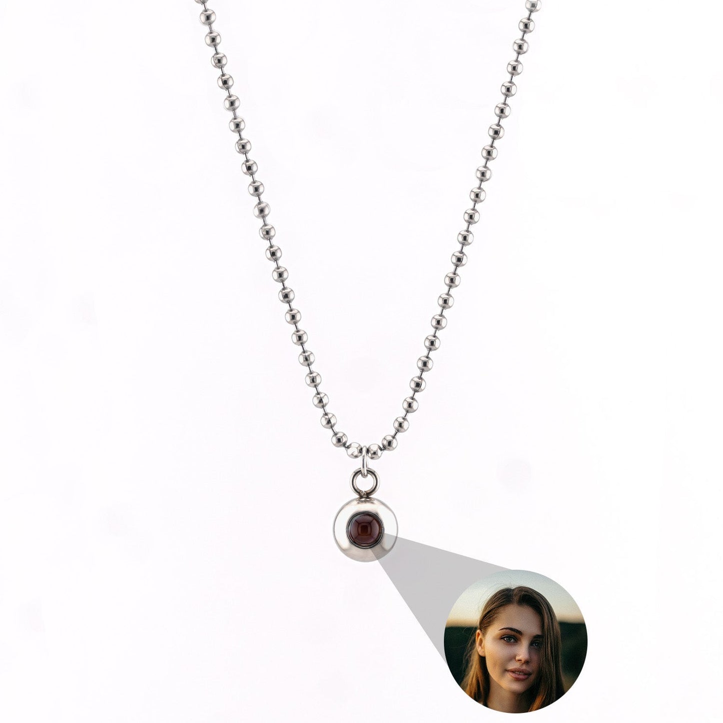 Personalized photo necklace - ball chain