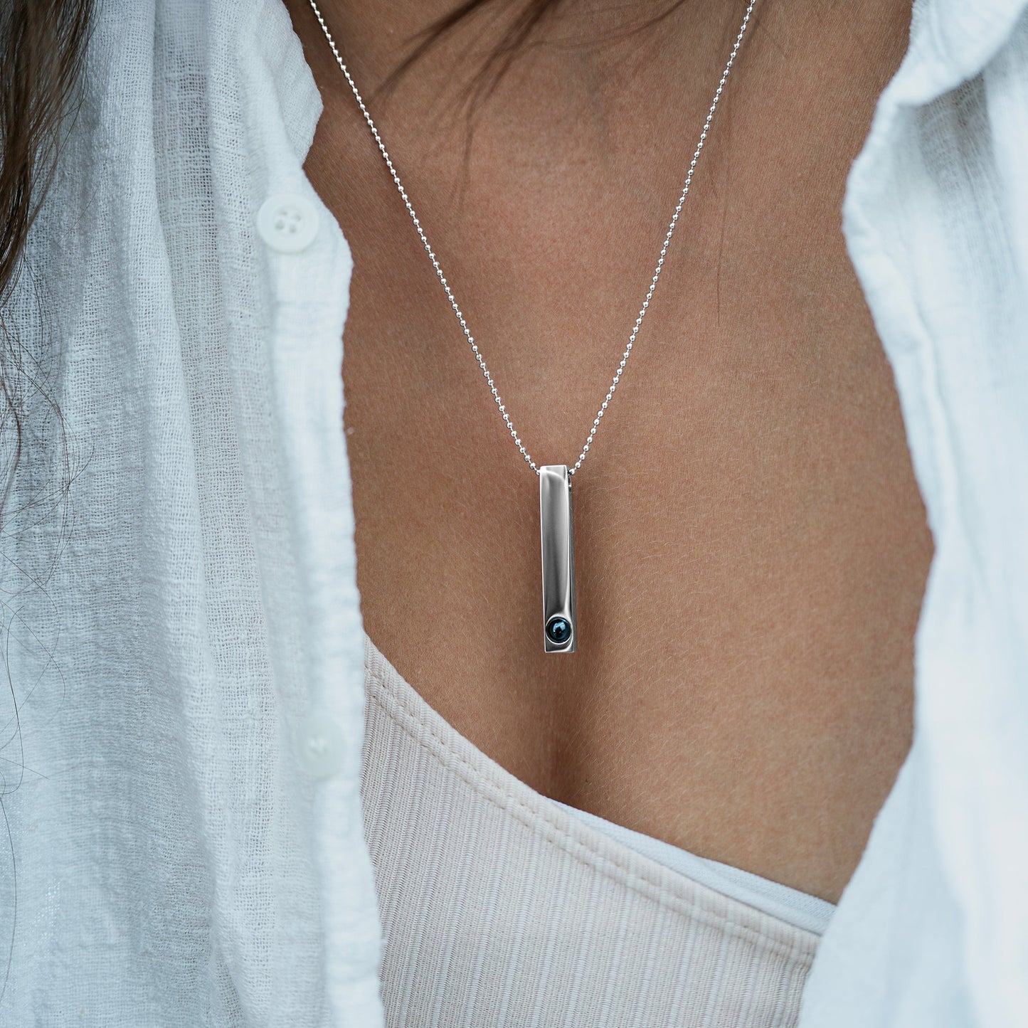 Personalized photo necklace - Bar Ballchain