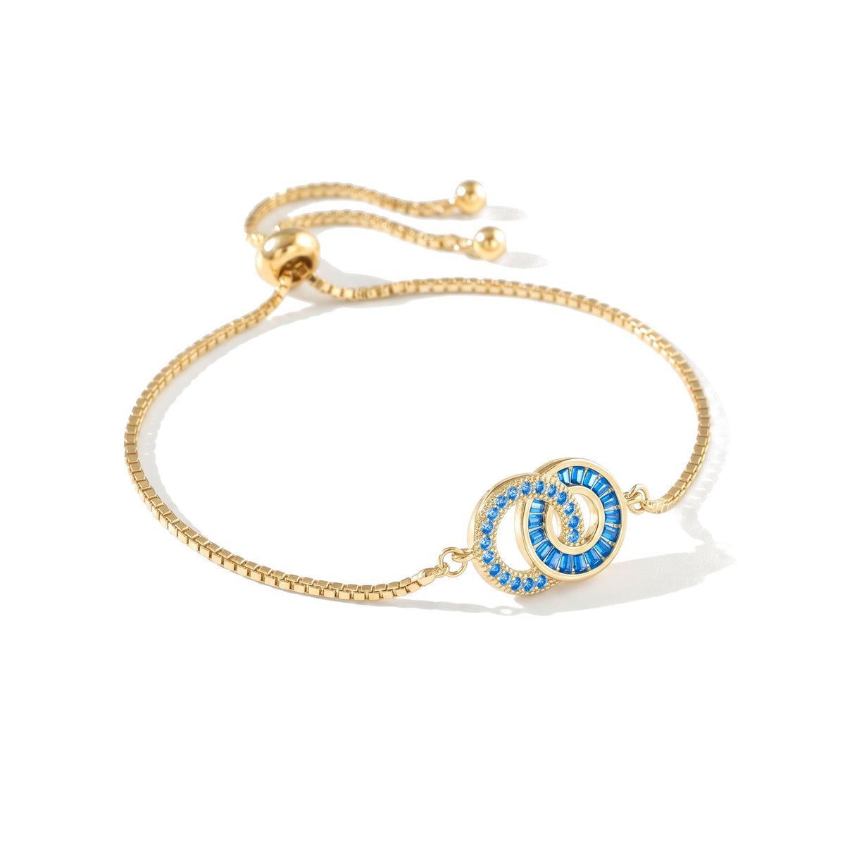 Mother & Daughter Bracelet in gold – Mom: December (Blue Zircon), Daughter: December (Blue Zircon)