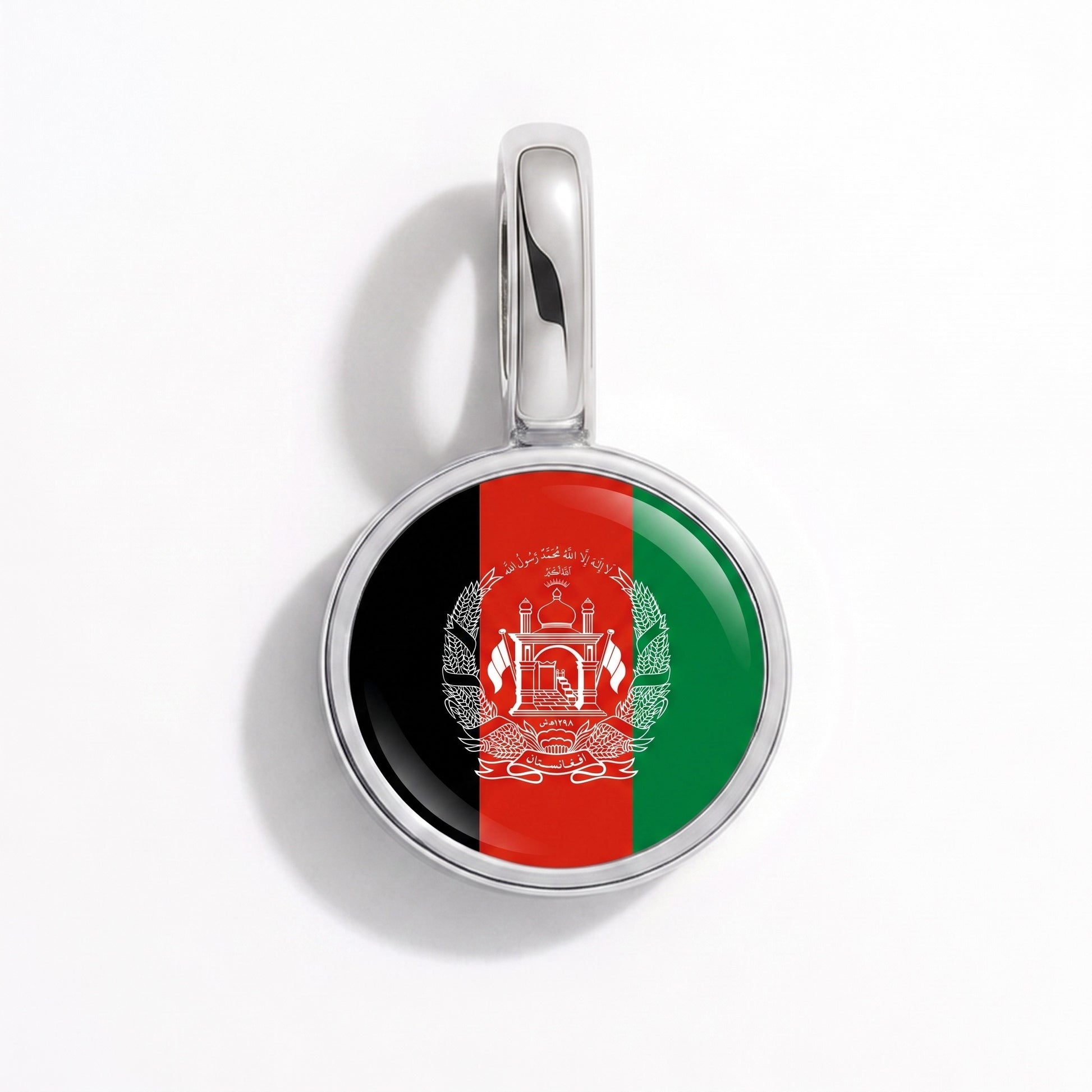 Flag charm Afghanistan – round silver