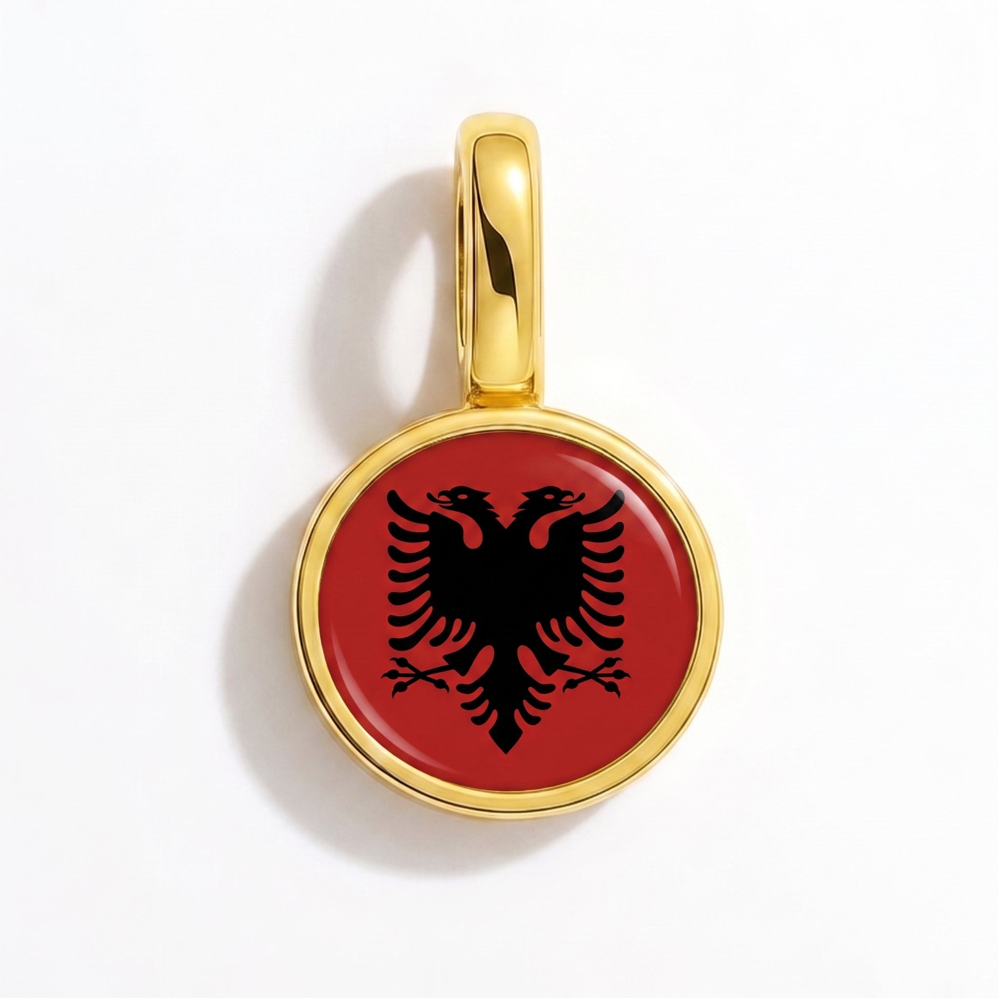 Flag charm Albania – round gold