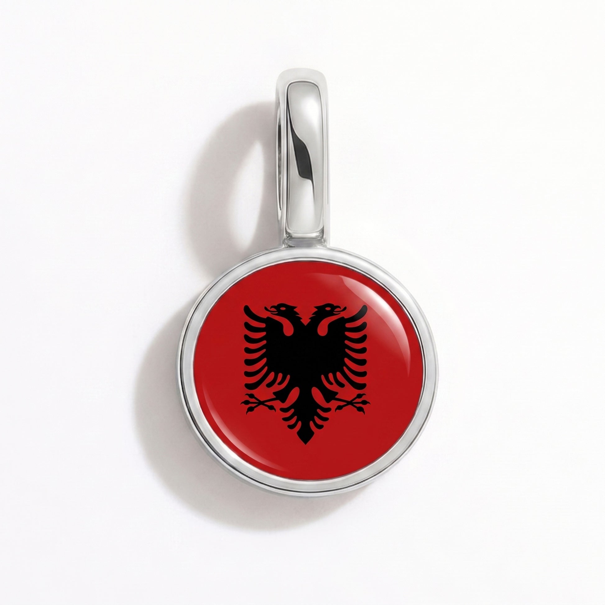 Flag charm Albania – round silver
