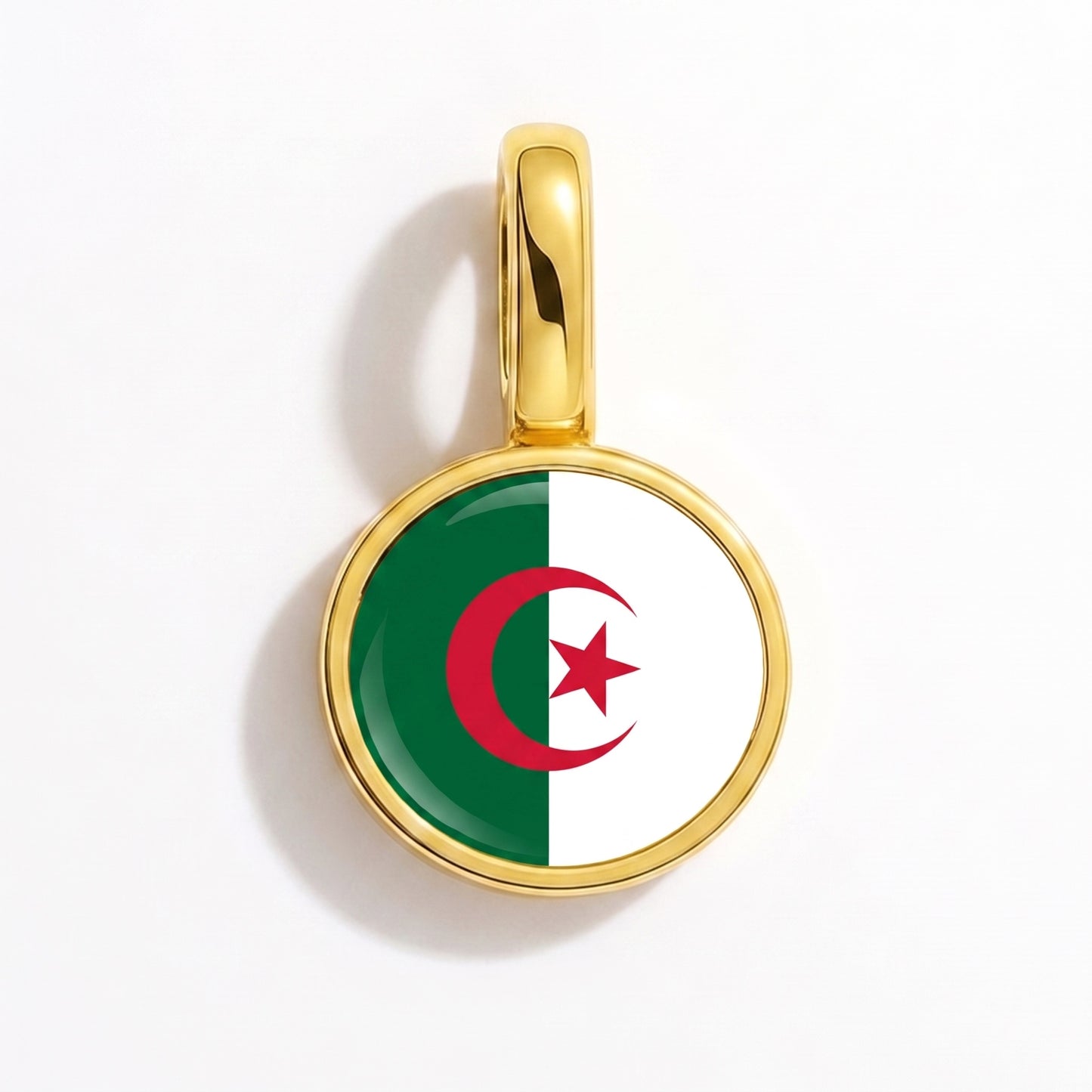 Flag charm Algeria – round gold
