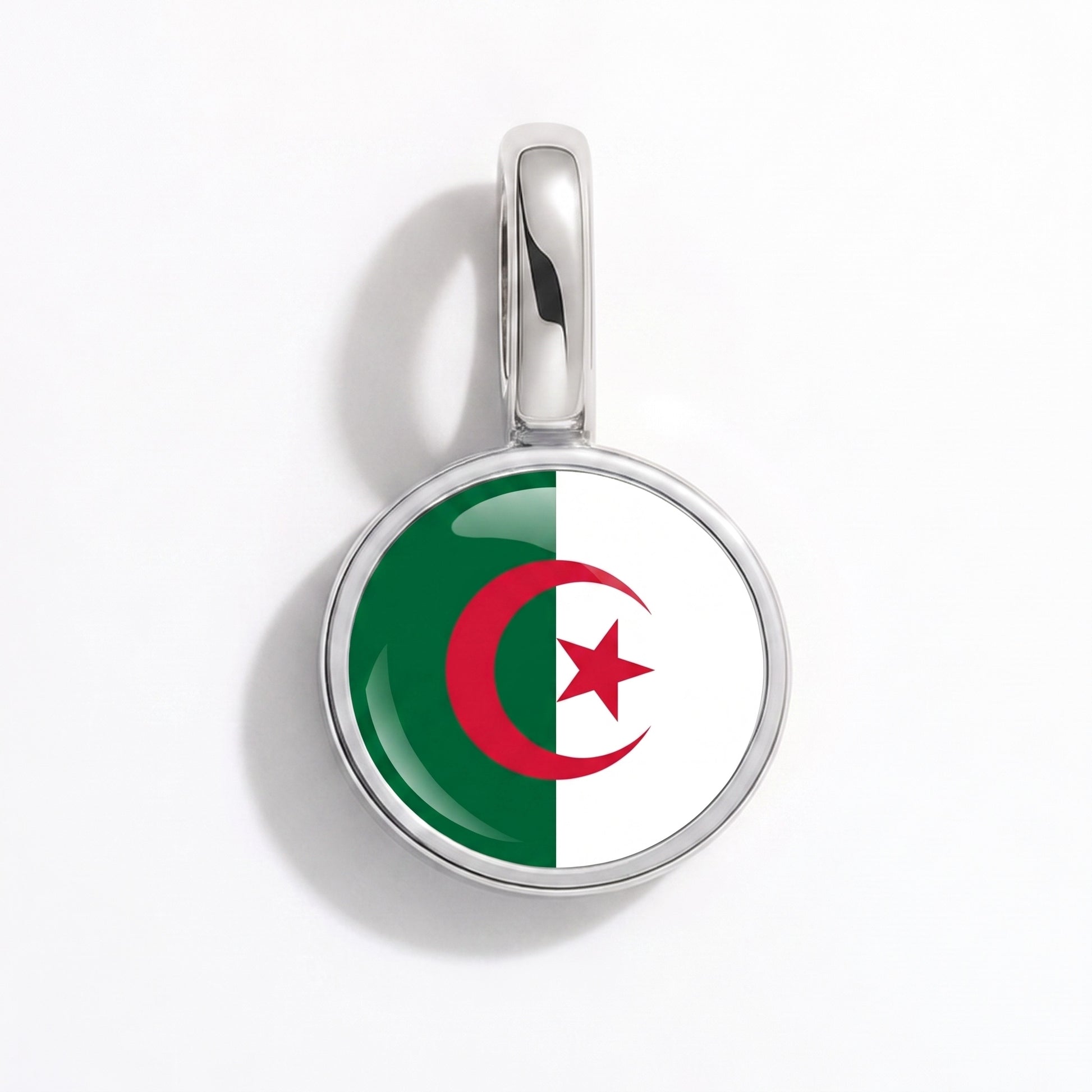 Flag charm Algeria – round silver