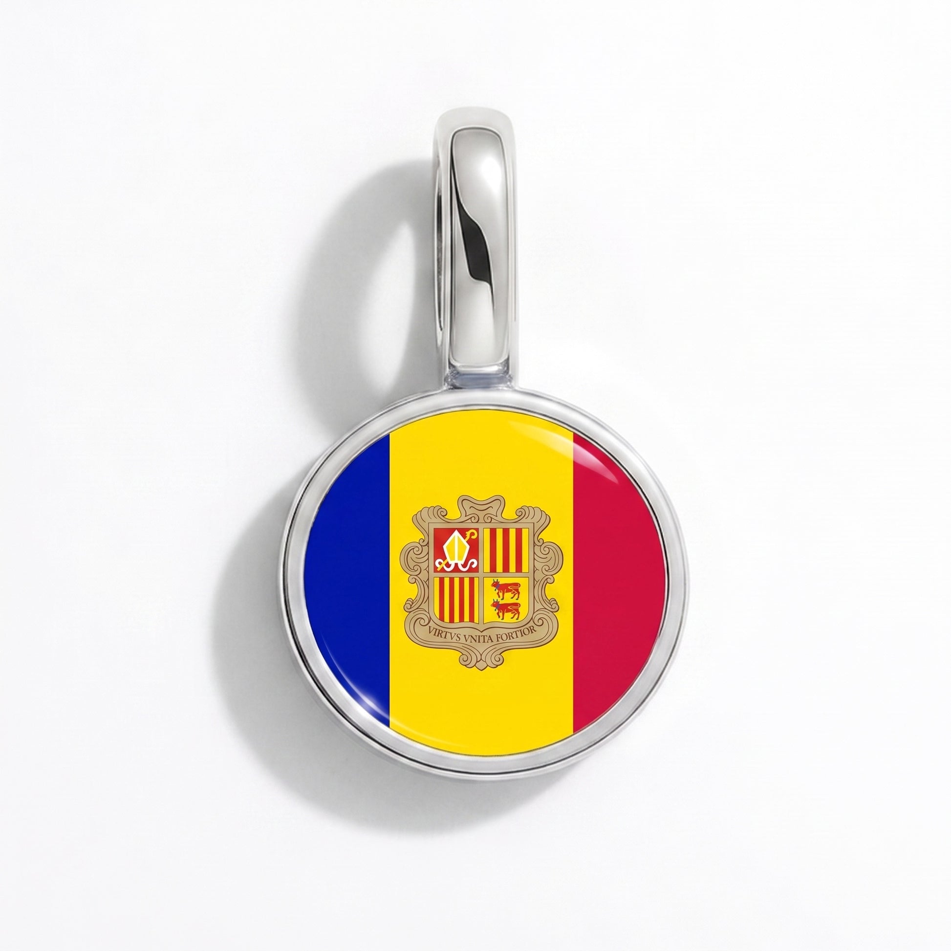 Flag charm Andorra – round silver