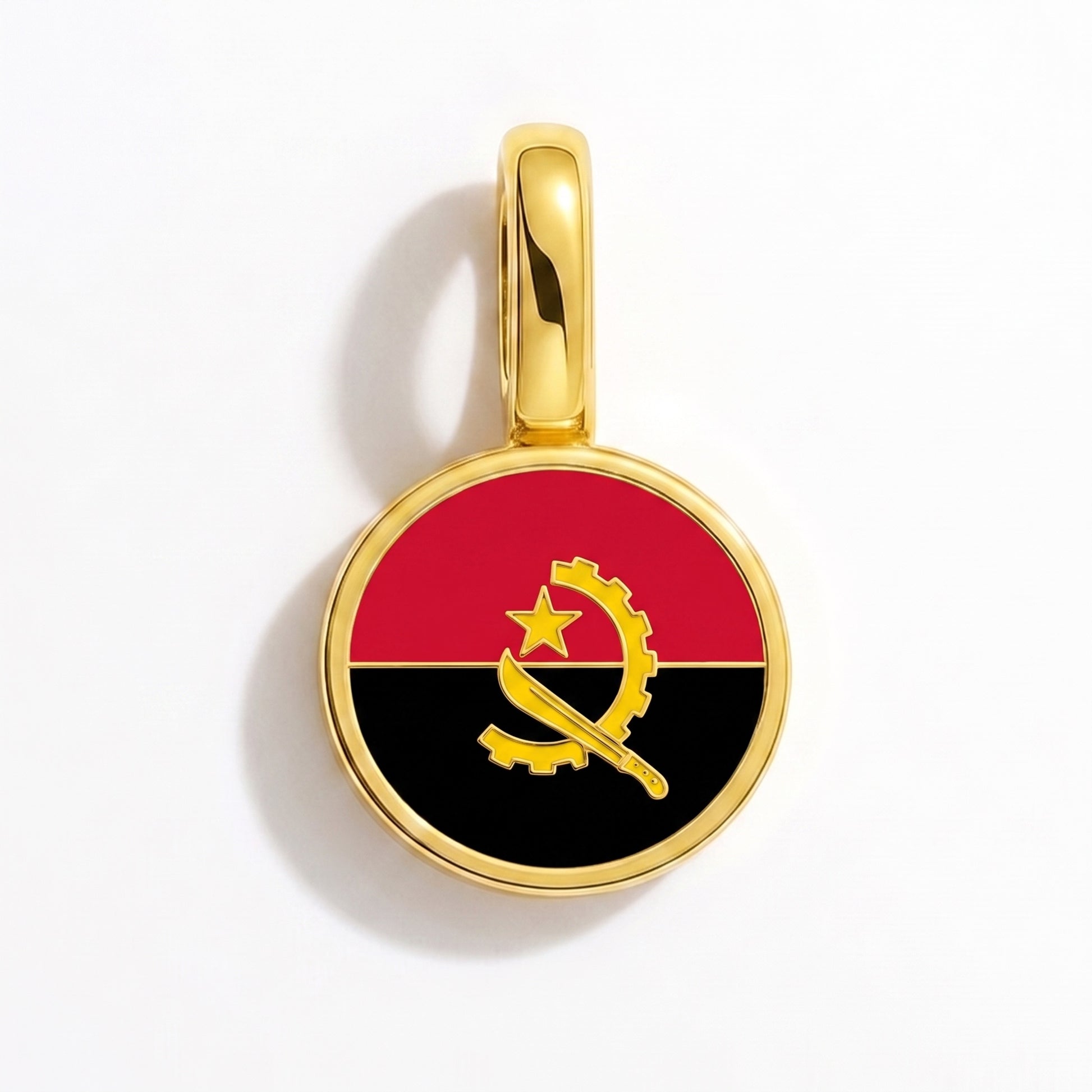 Flag charm Angola – round gold