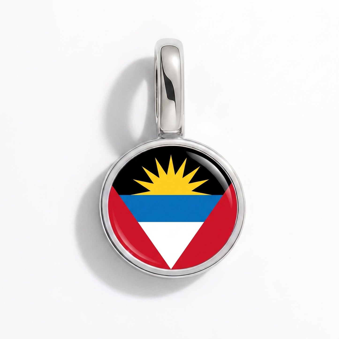 Flag charm Antigua and Barbuda – round silver