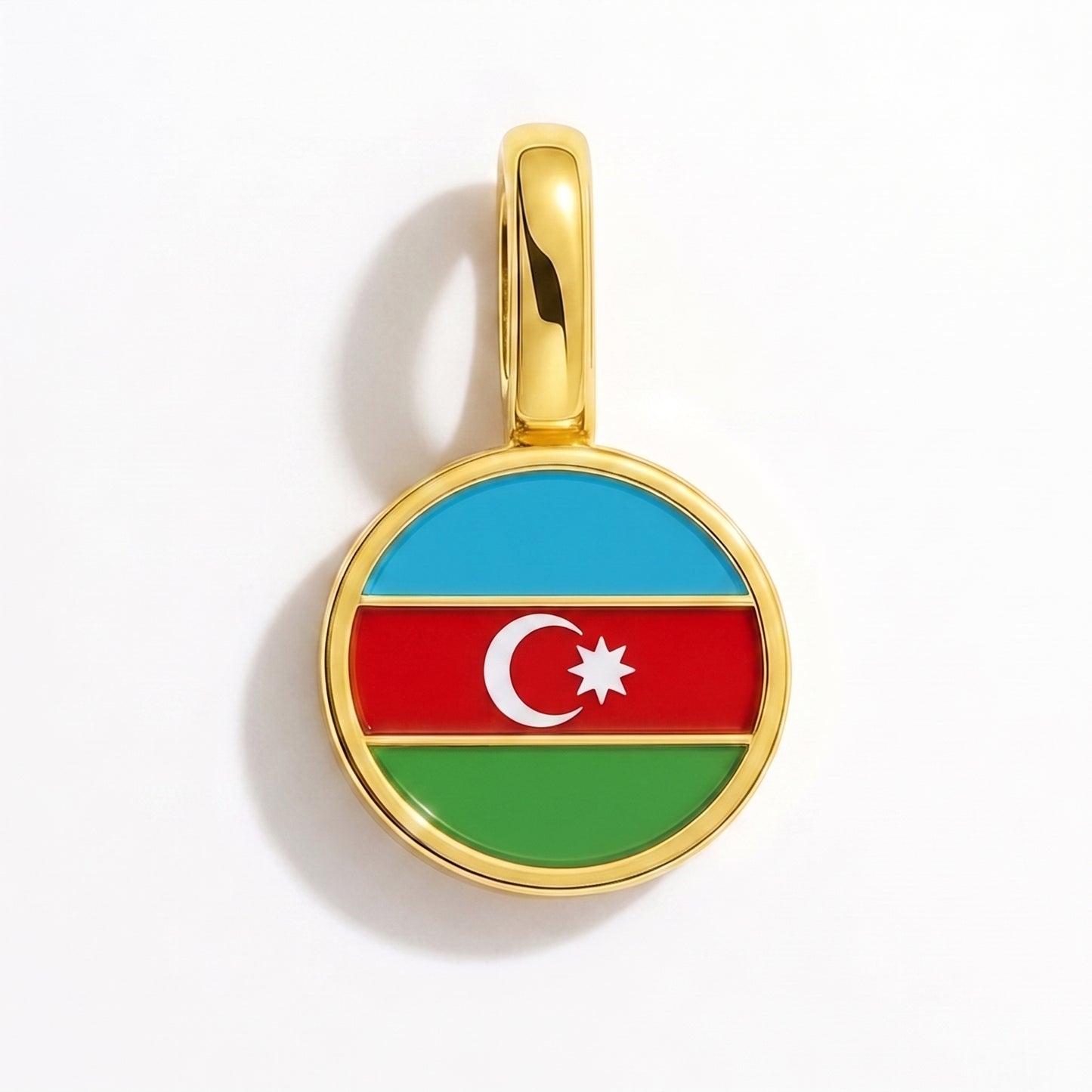 Flag charm Azerbaijan – round gold