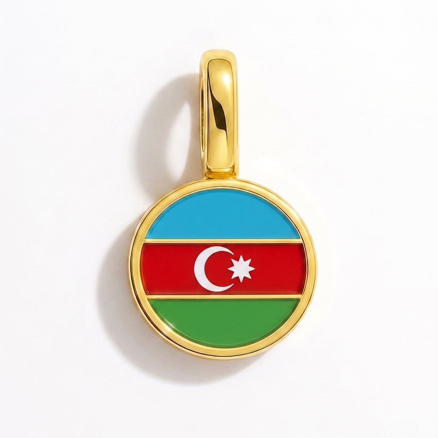Flag charm Azerbaijan – rectangular gold