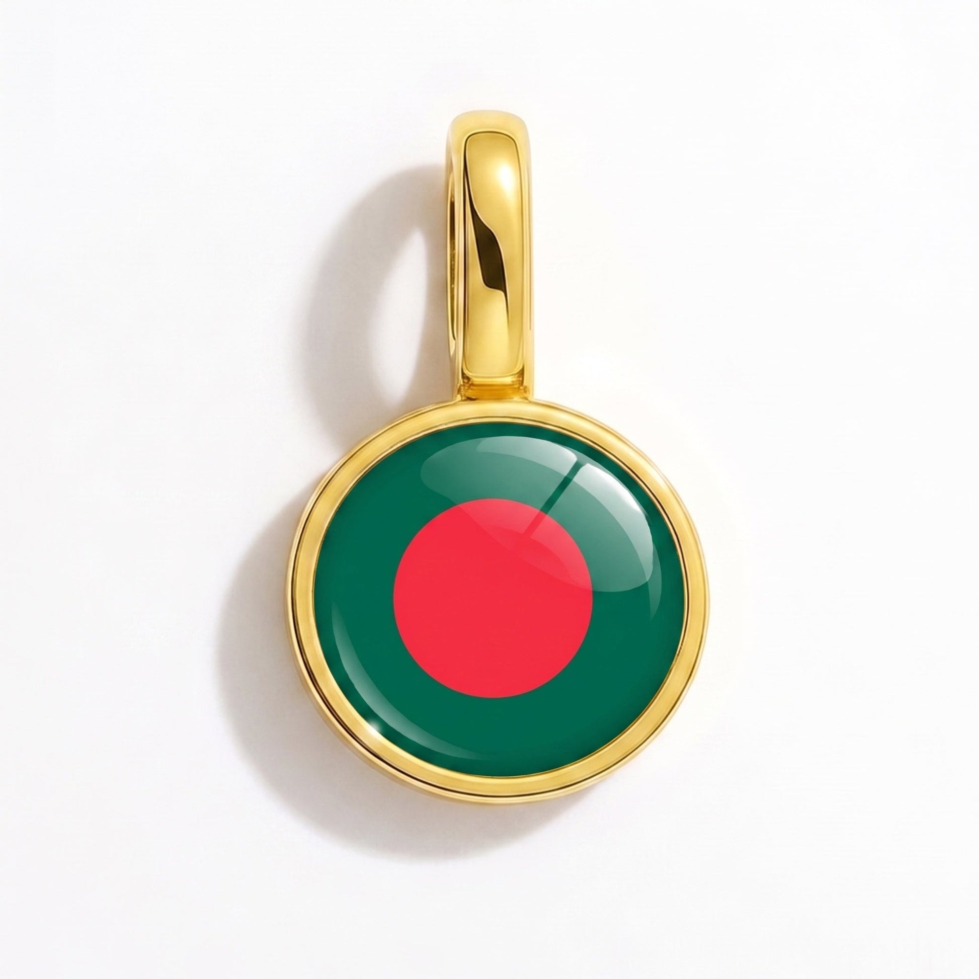 Flag charm Bangladesh – rectangular gold