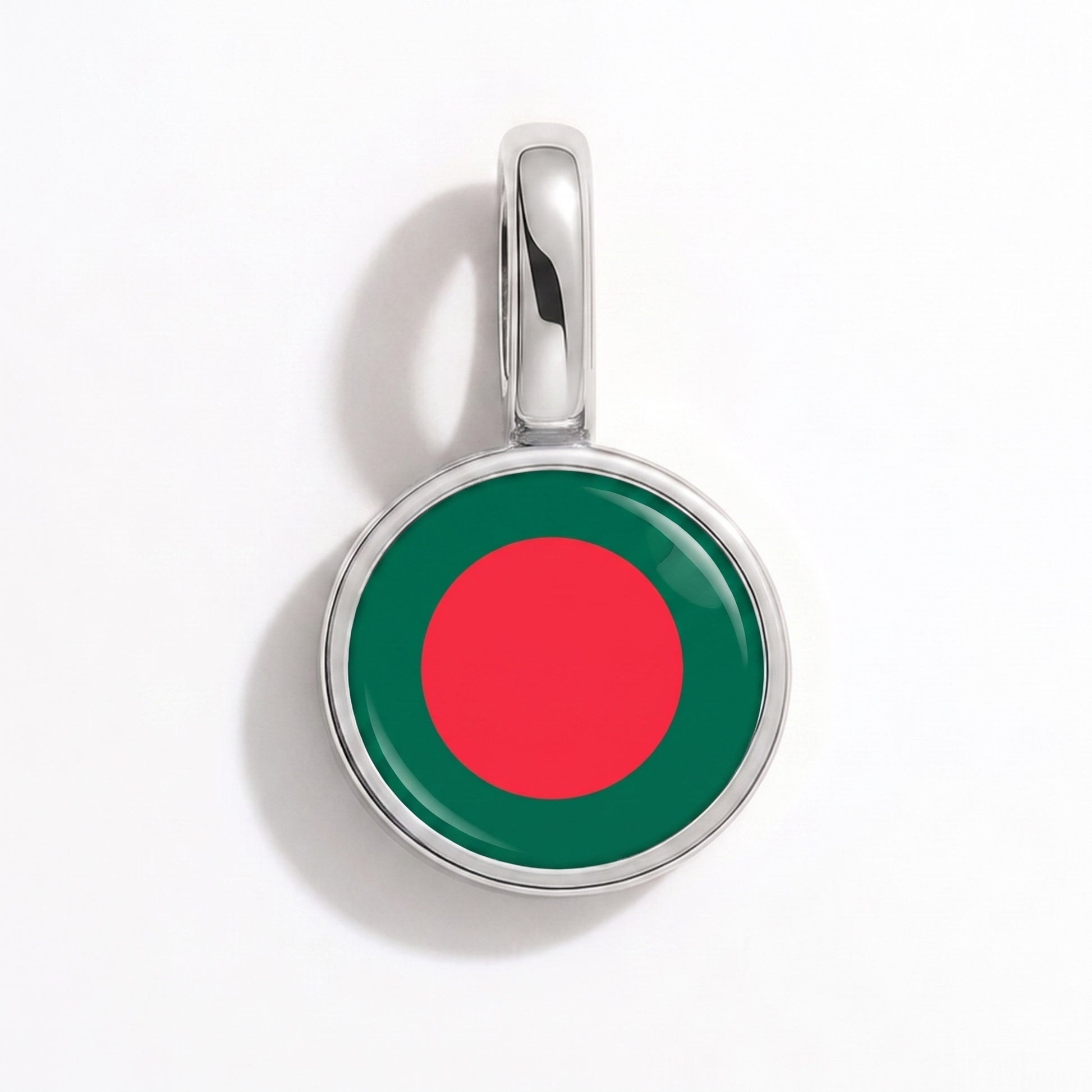 Flag charm Bangladesh – round silver