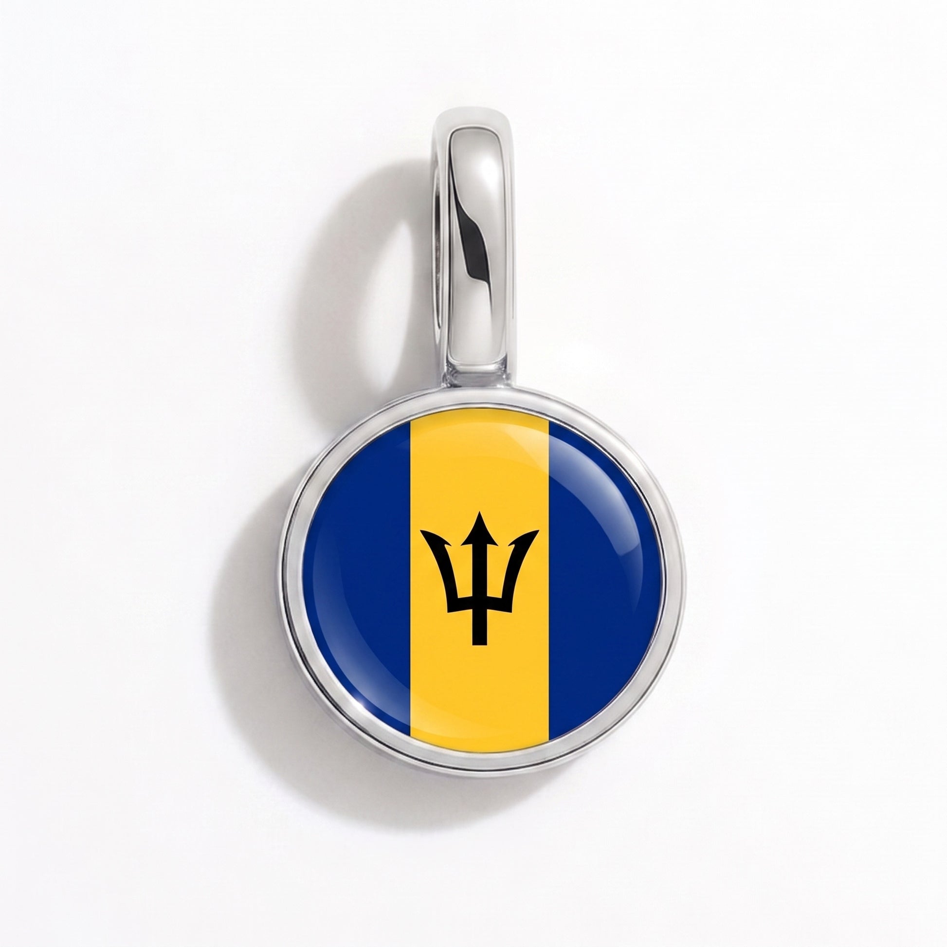 Flag charm Barbados – round silver