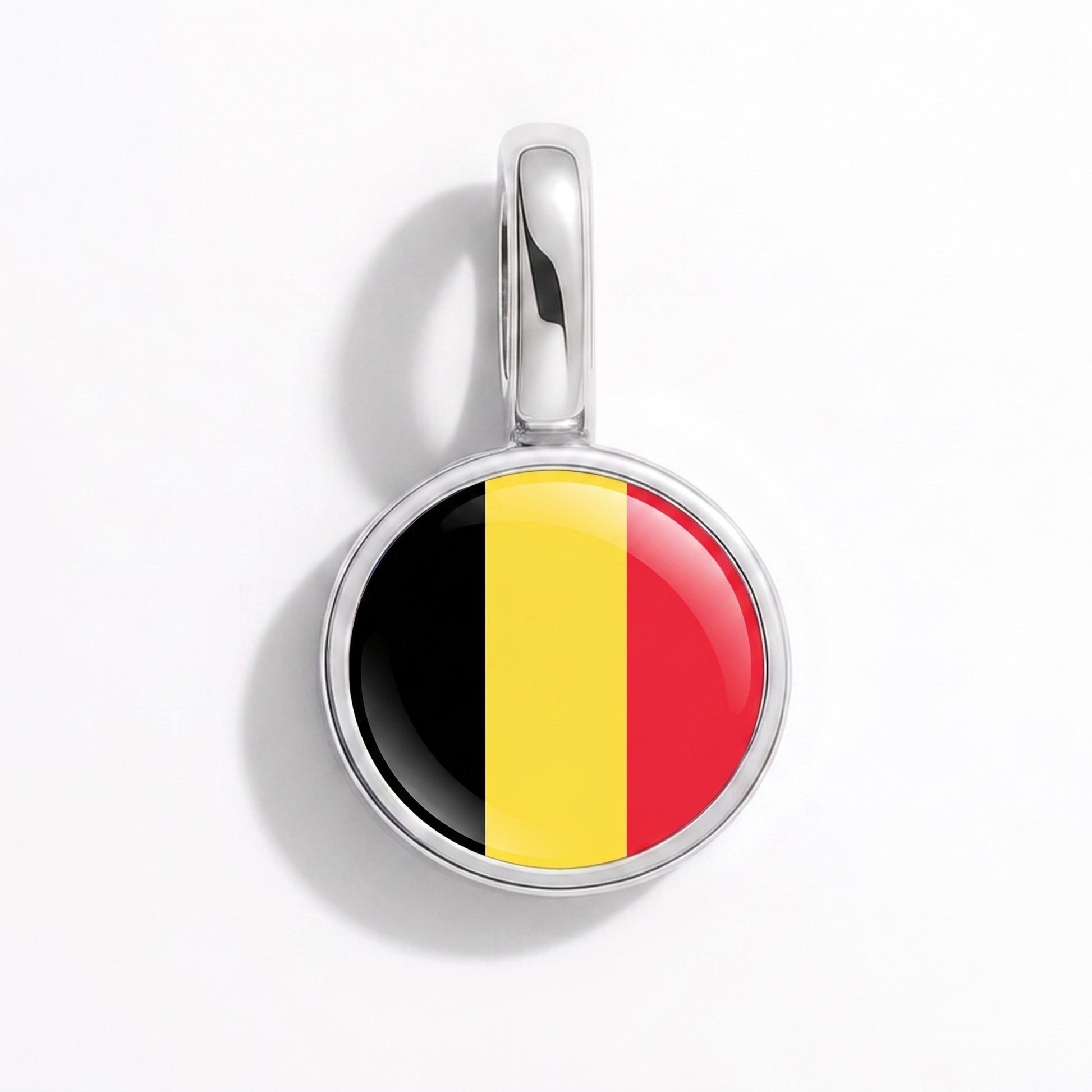 Flag charm Belgium – round silver