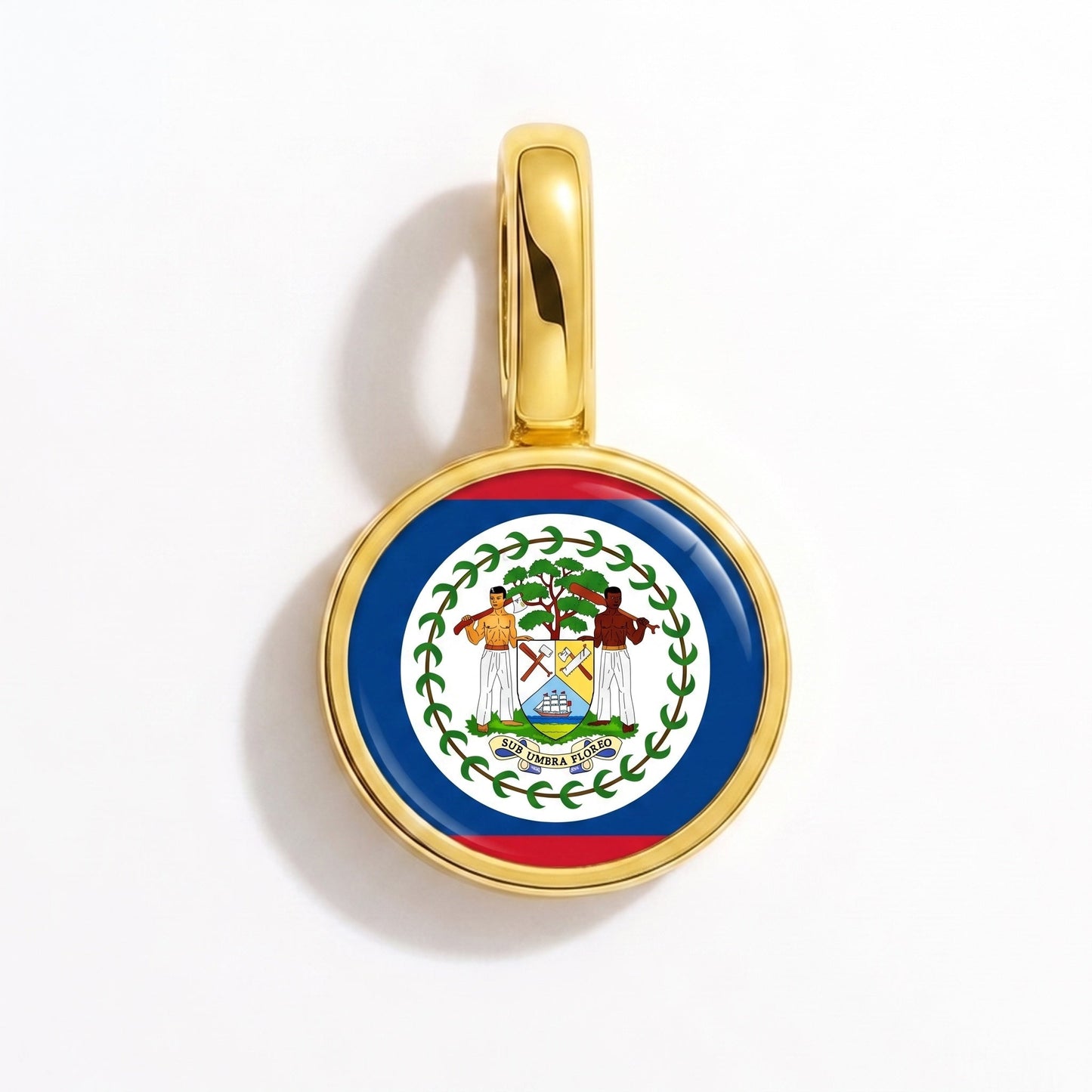Flag charm Belize – rectangular gold