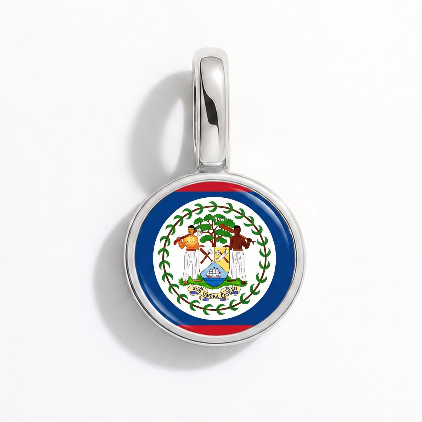 Flag charm Belize – round silver