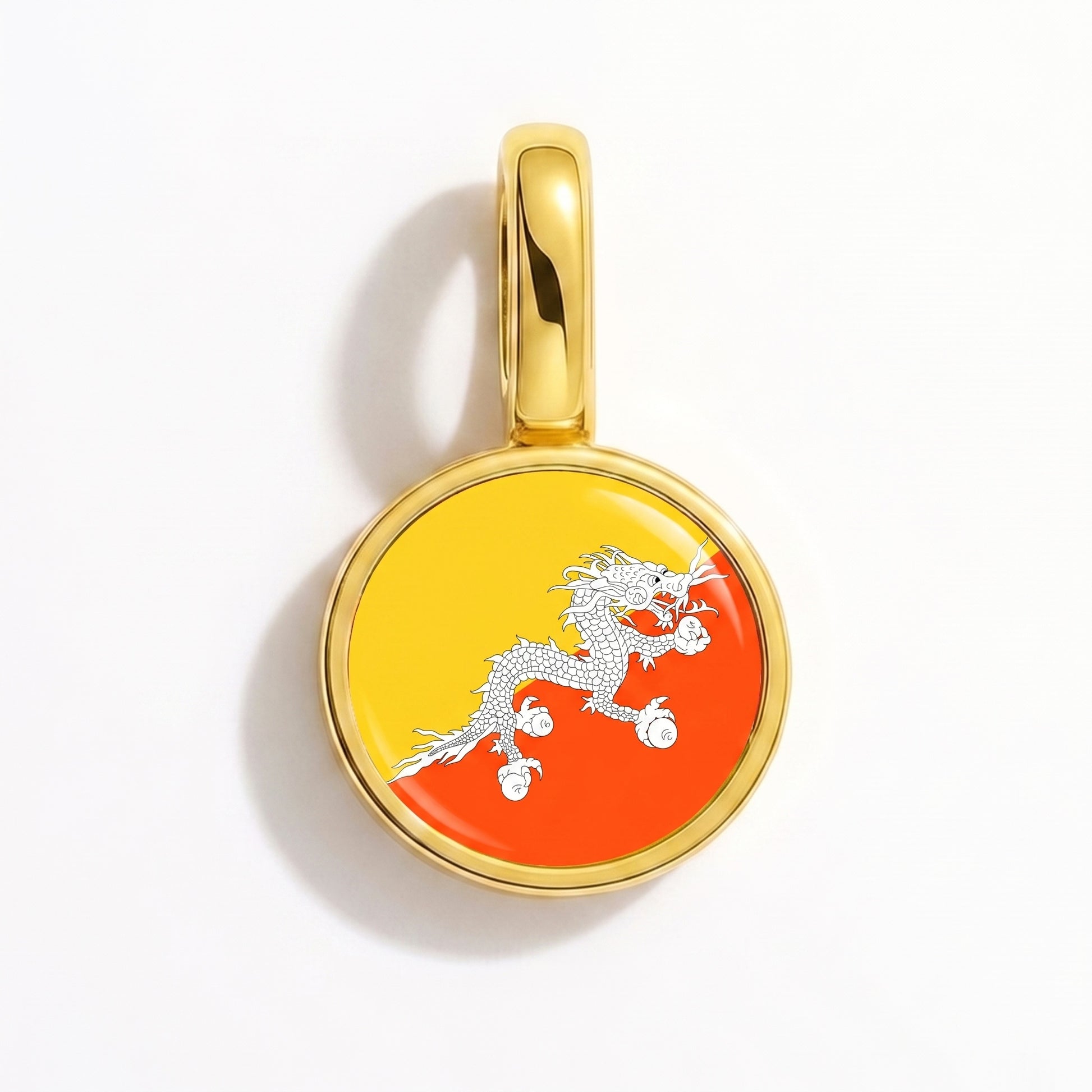 Flag charm Bhutan – round gold