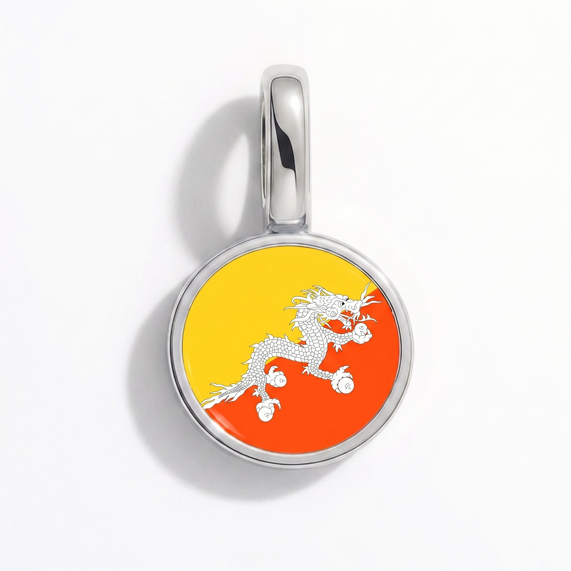 Flag charm Bhutan – round silver