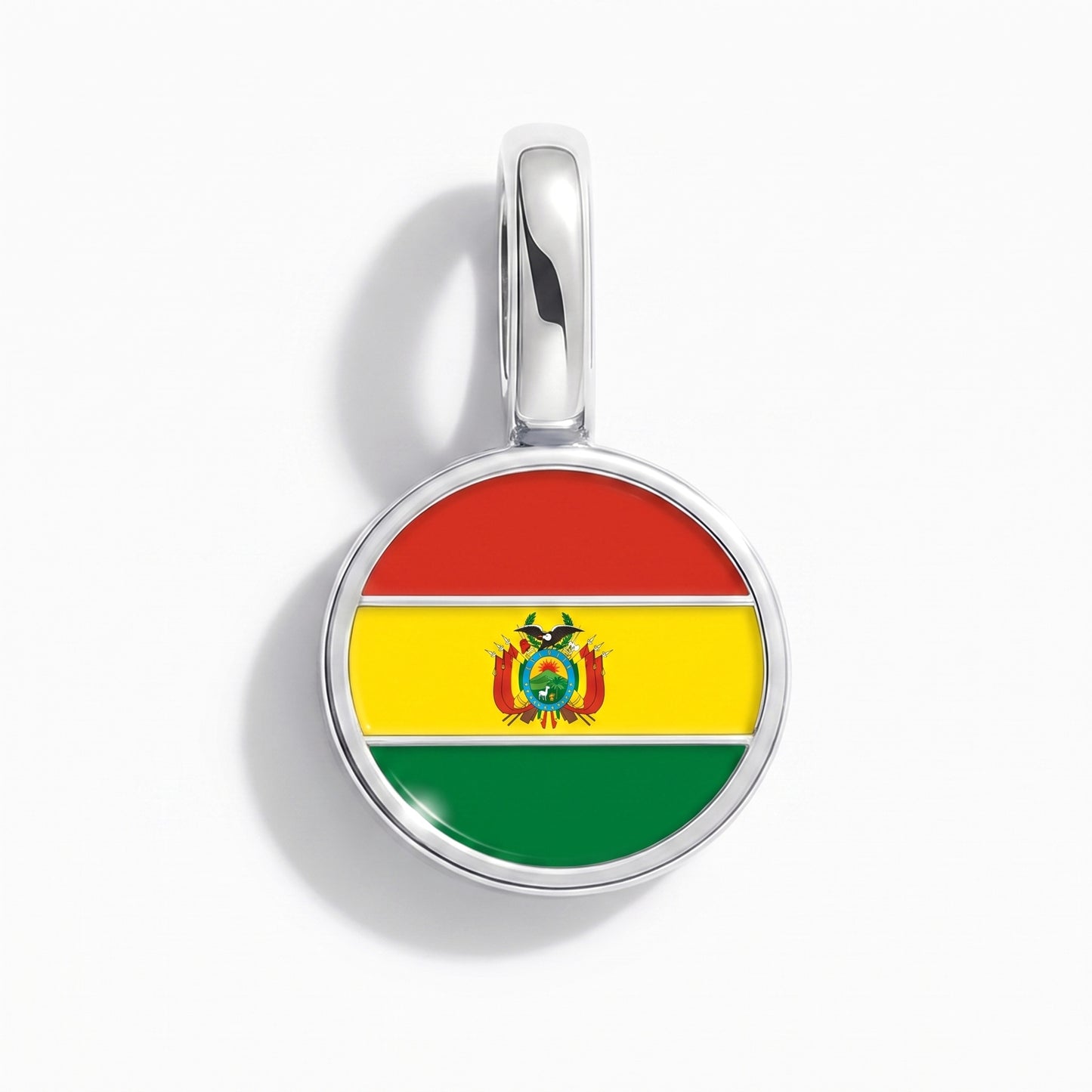 Flag charm Bolivia – round silver