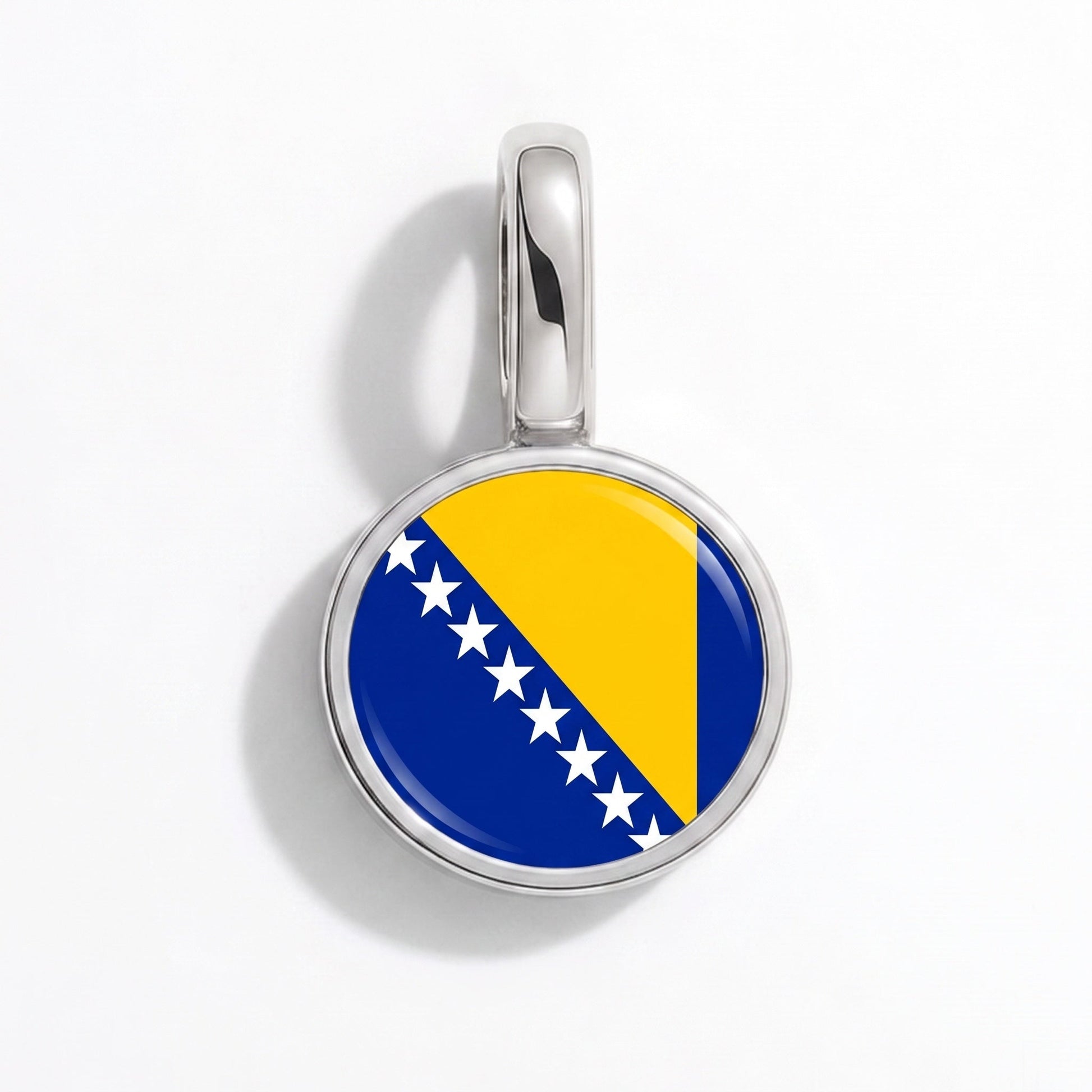 Flag charm Bosnia and Herzegovina – rectangular silver