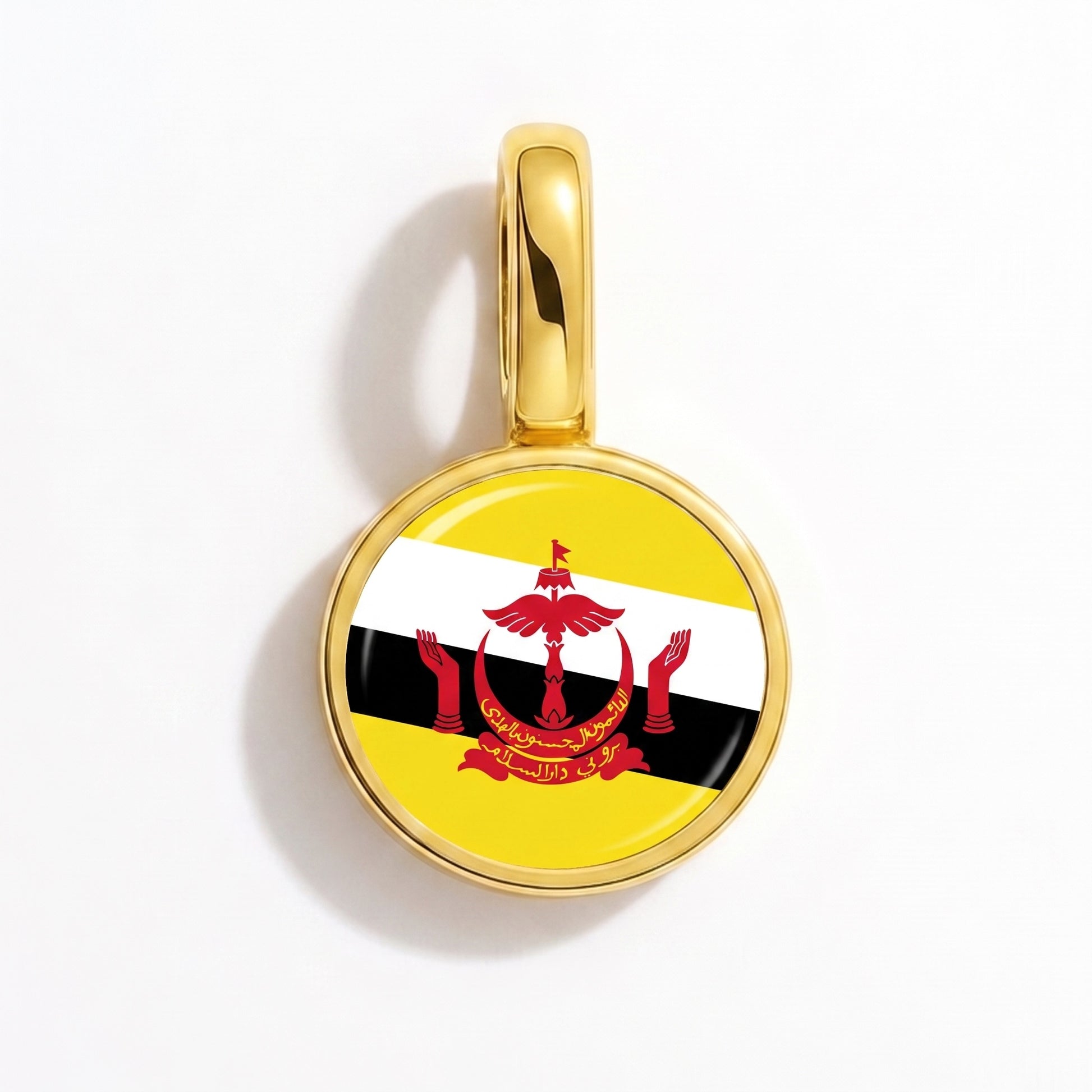 Flag charm Brunei – round gold