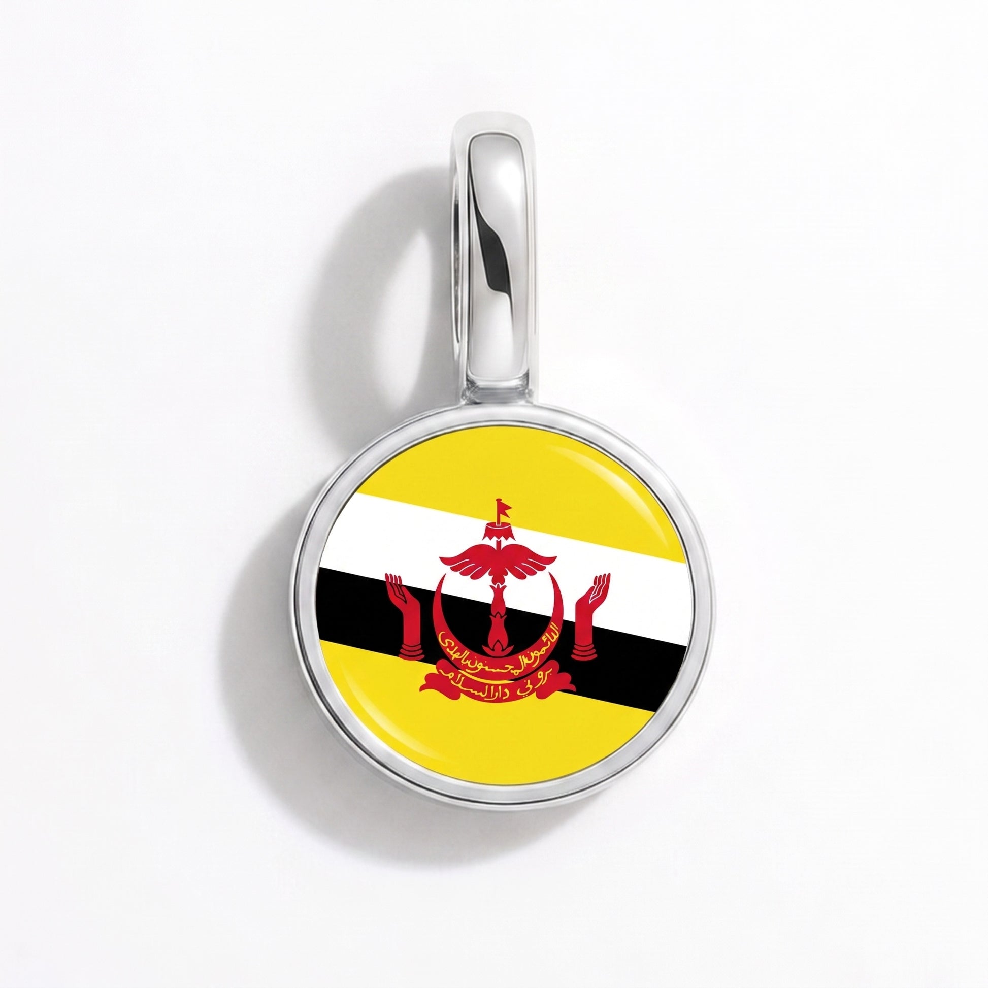 Flag charm Brunei – round silver
