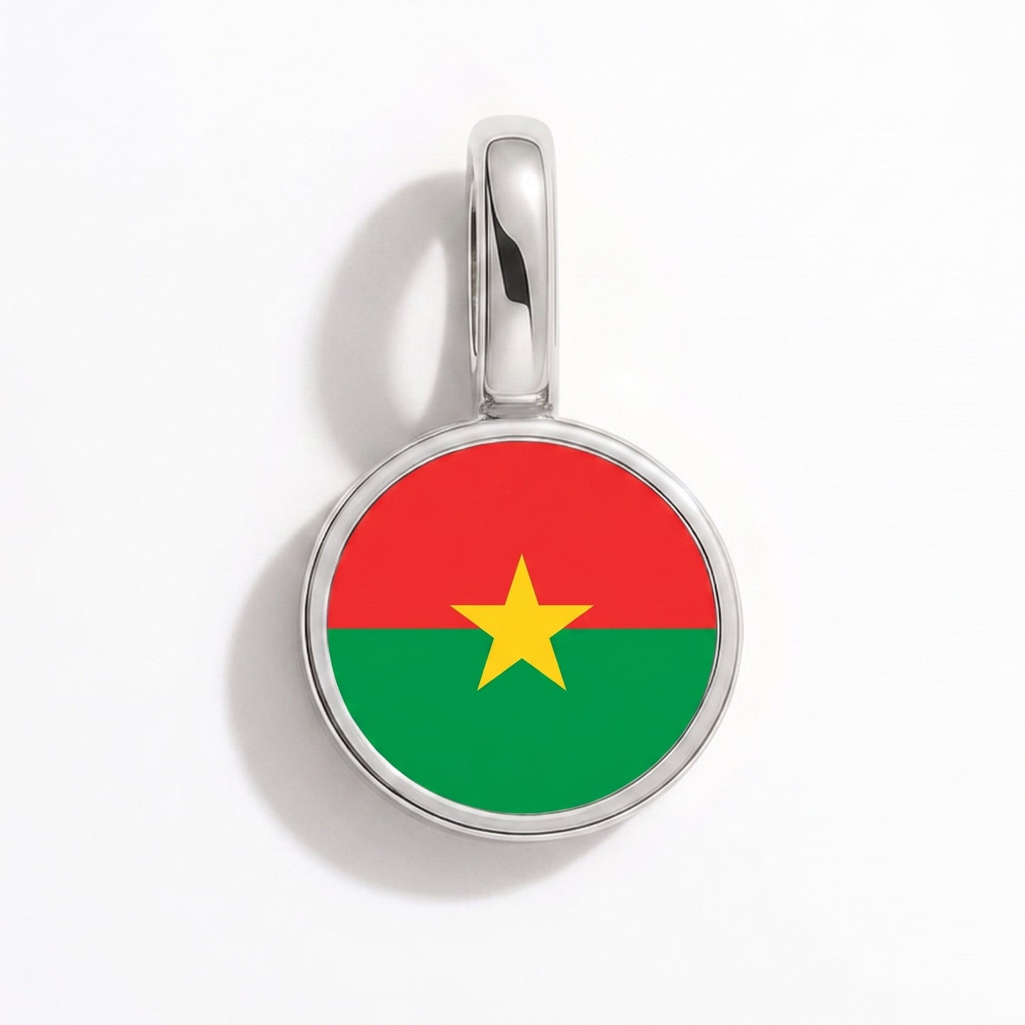 Flag charm Burkina Faso – rectangular silver