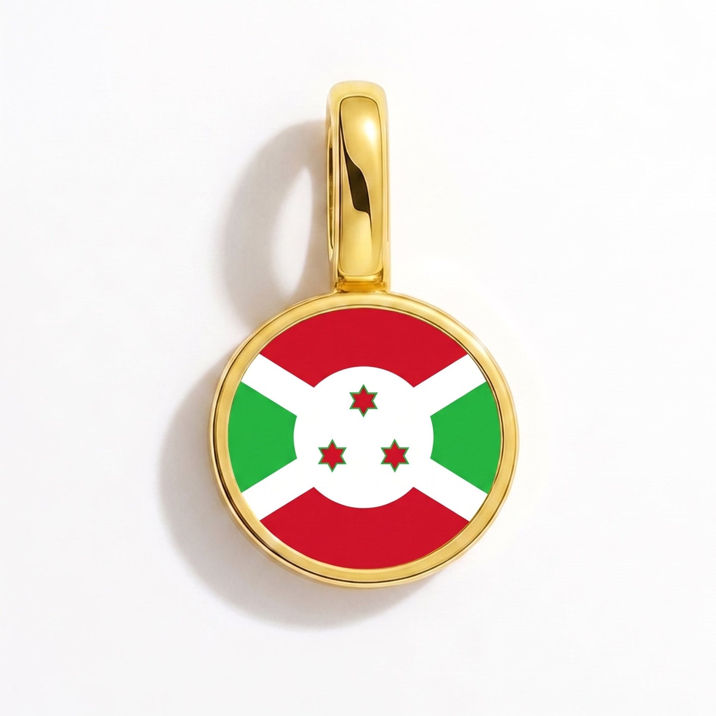 Flag charm Burundi – rectangular gold