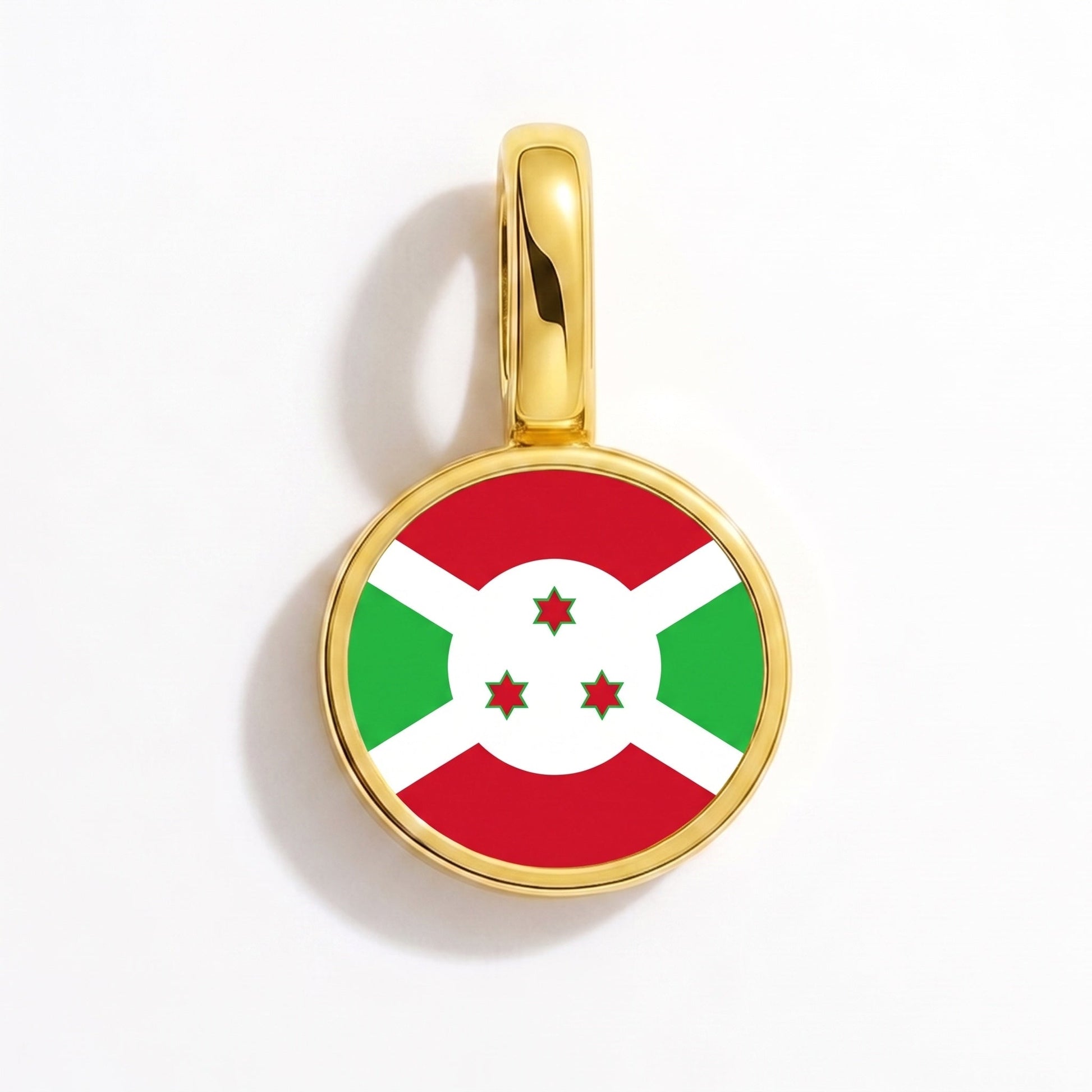 Flag charm Burundi – rectangular gold