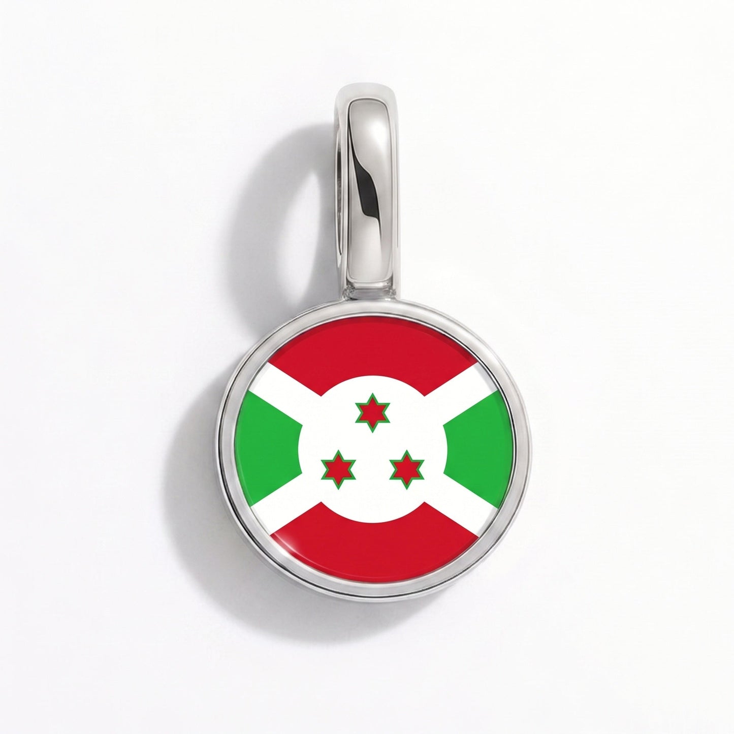 Flag charm Burundi – rectangular silver