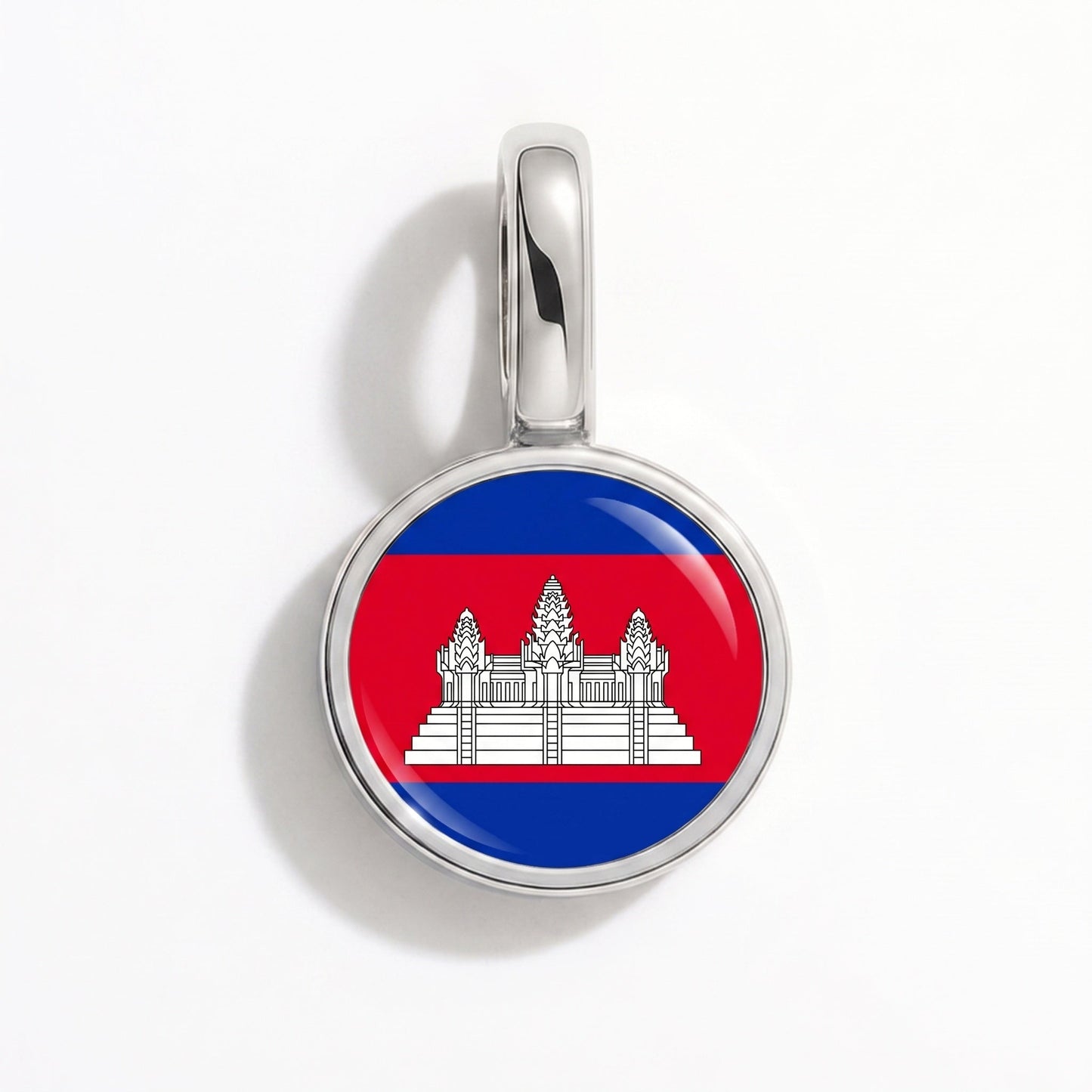 Flag charm Cambodia – rectangular silver