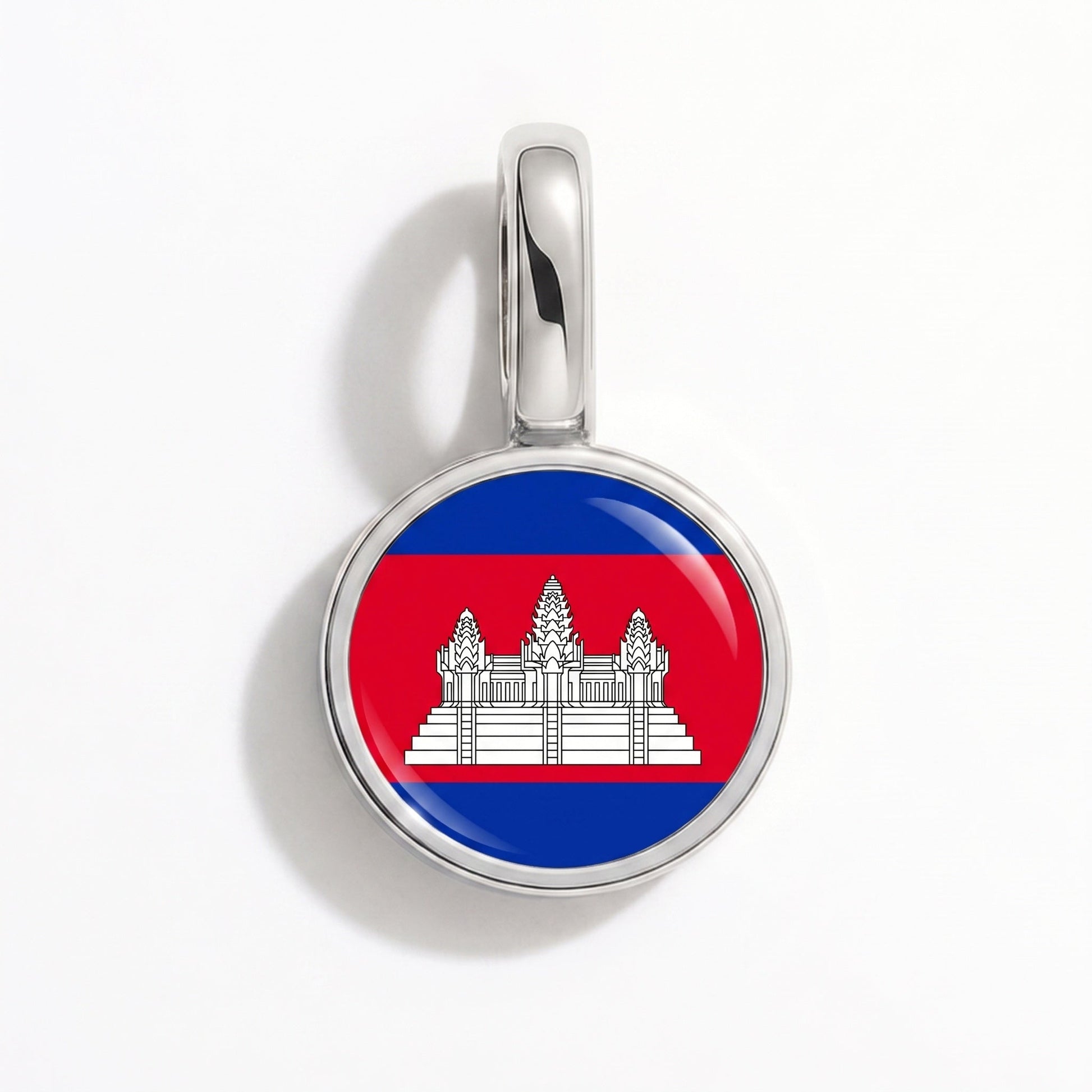 Flag charm Cambodia – rectangular silver