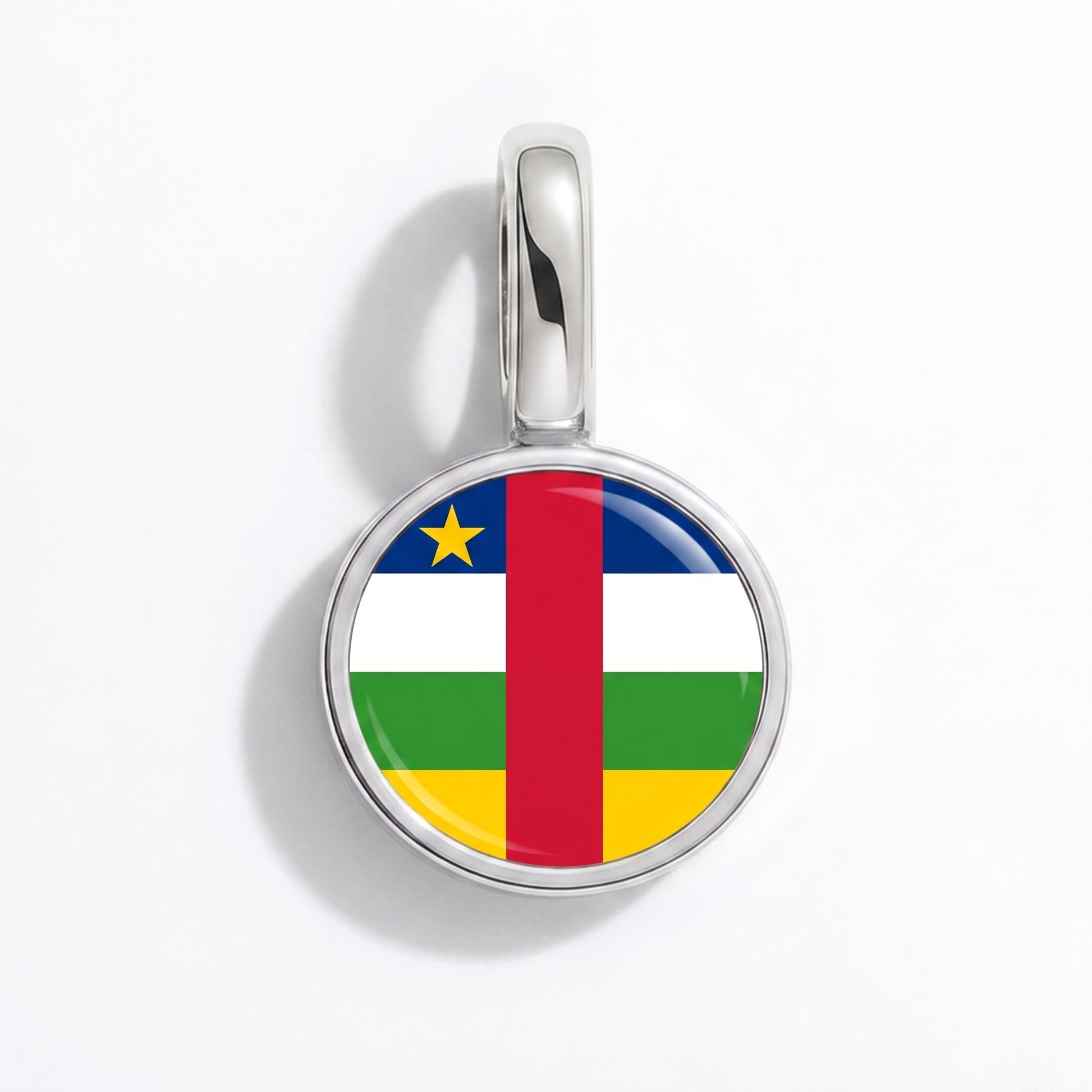 Flag charm Central African Republic – round silver