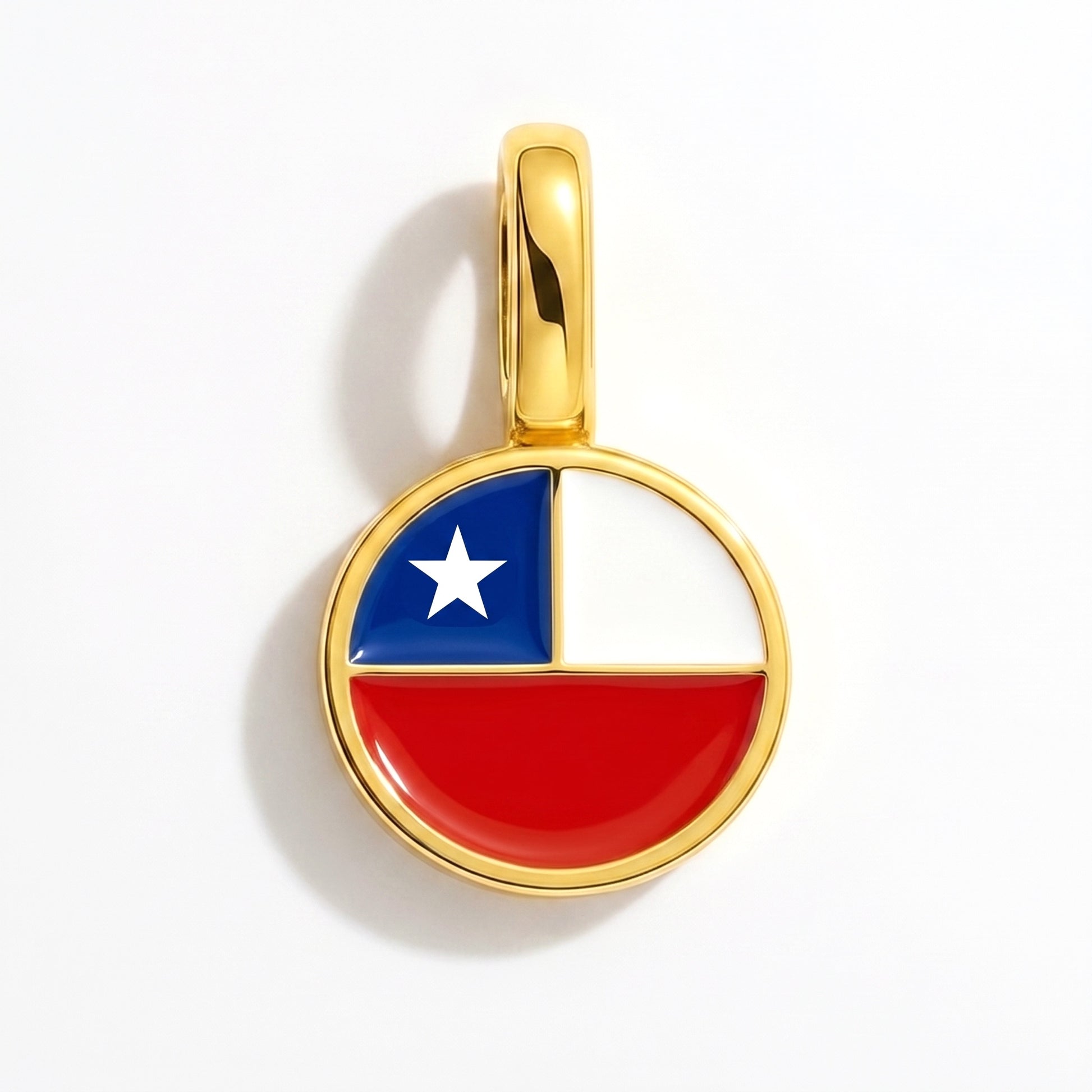 Flag charm Chile – round gold