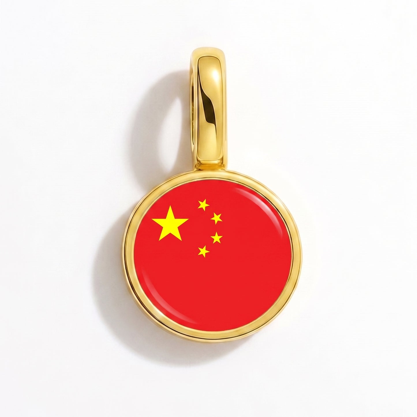 Flag charm China – round gold