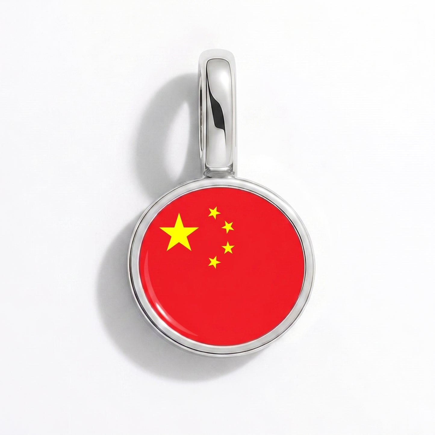 Flag charm China – round silver