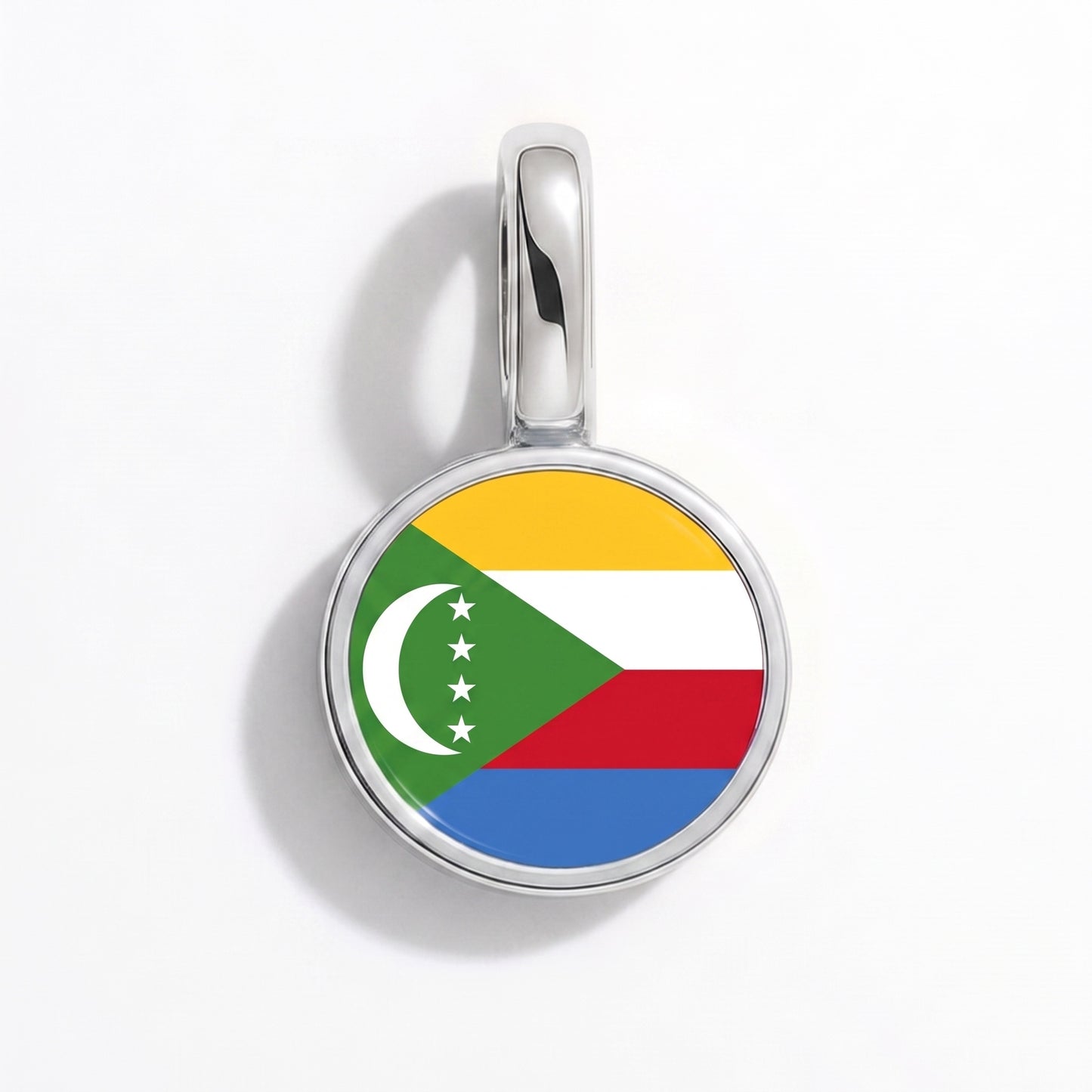 Flag charm Comoros – round silver