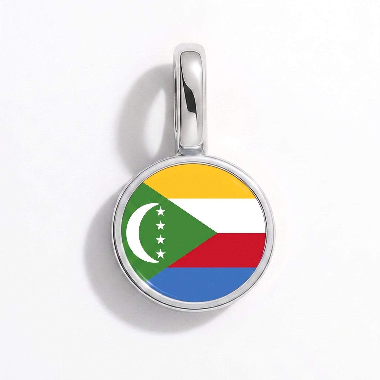 Flag charm Comoros – rectangular silver