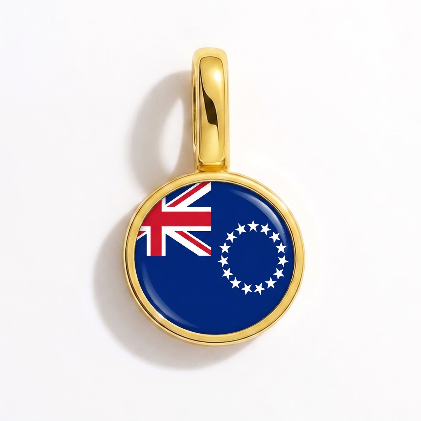 Flag charm Cook Islands – round gold