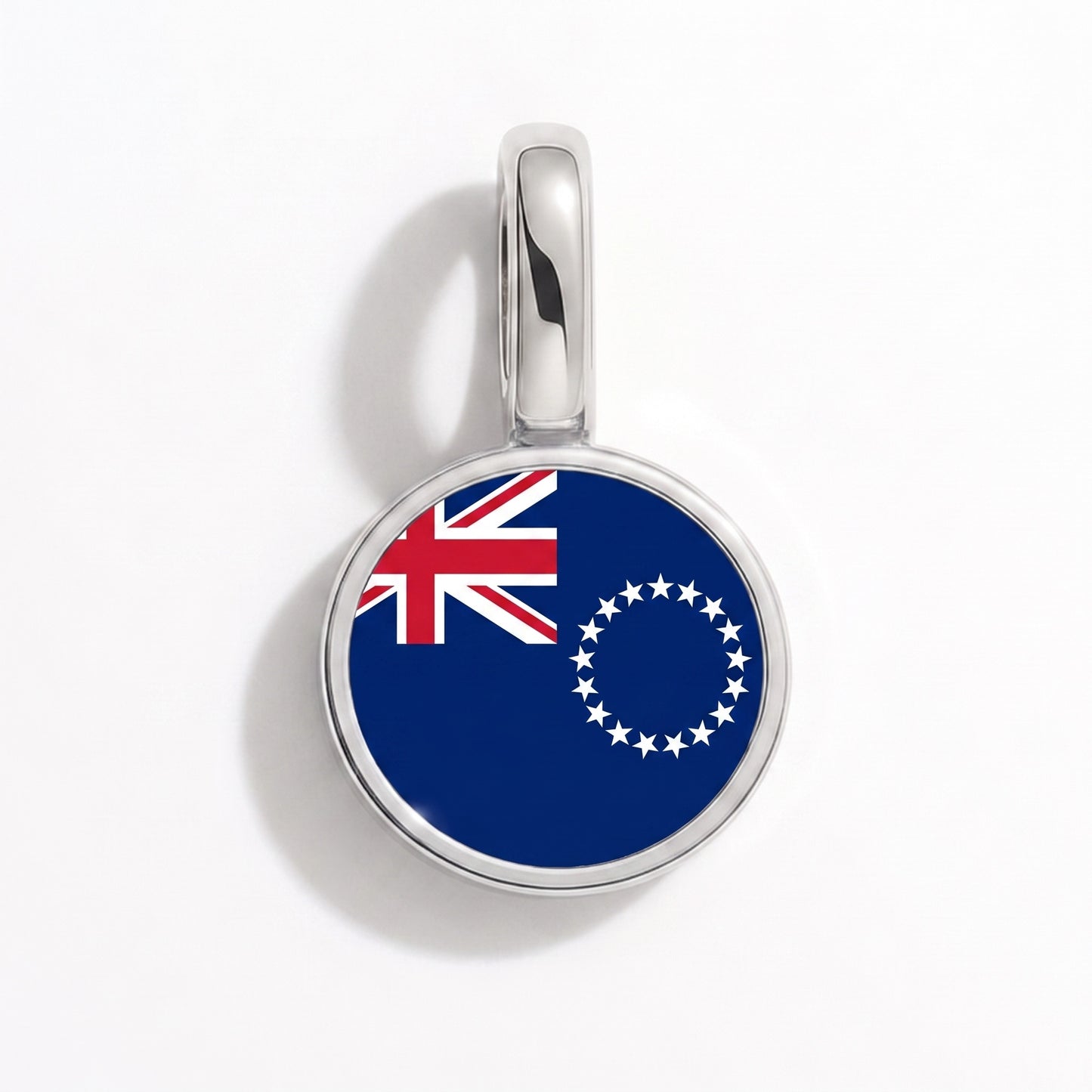 Flag charm Cook Islands – round silver