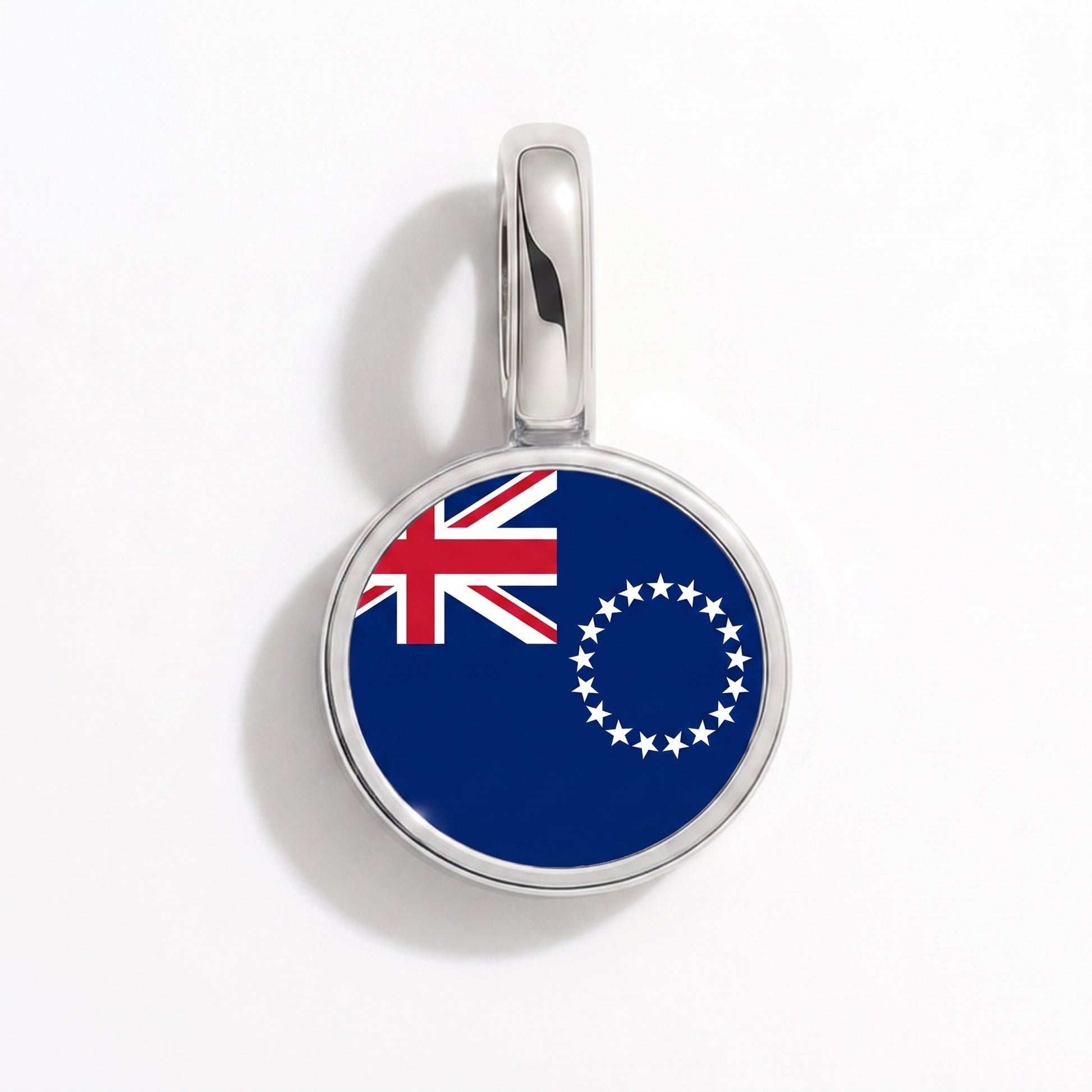 Flag charm Cook Islands – round silver