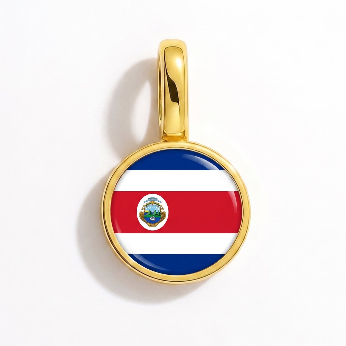 Flag charm Costa Rica – round gold