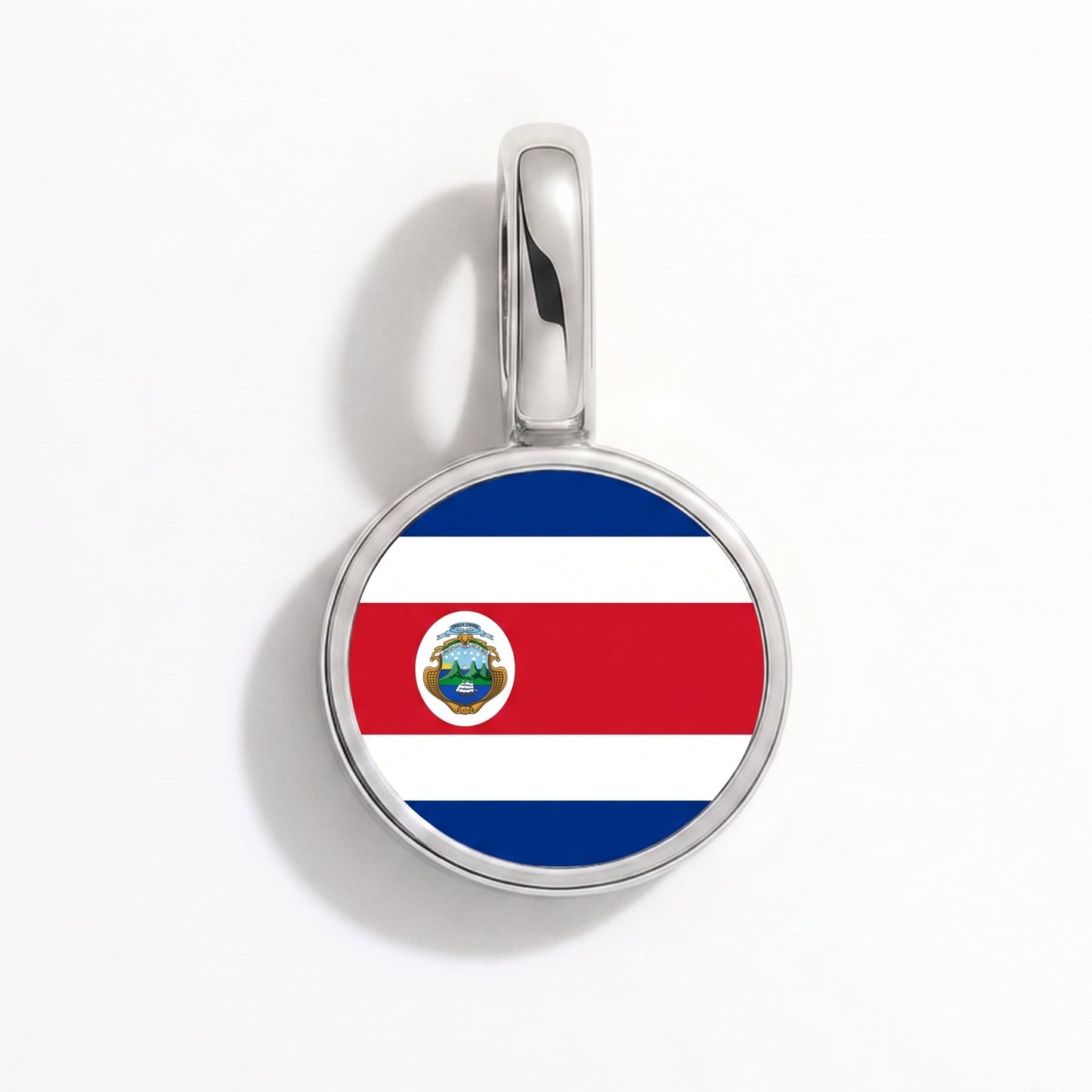 Flag charm Costa Rica – round silver