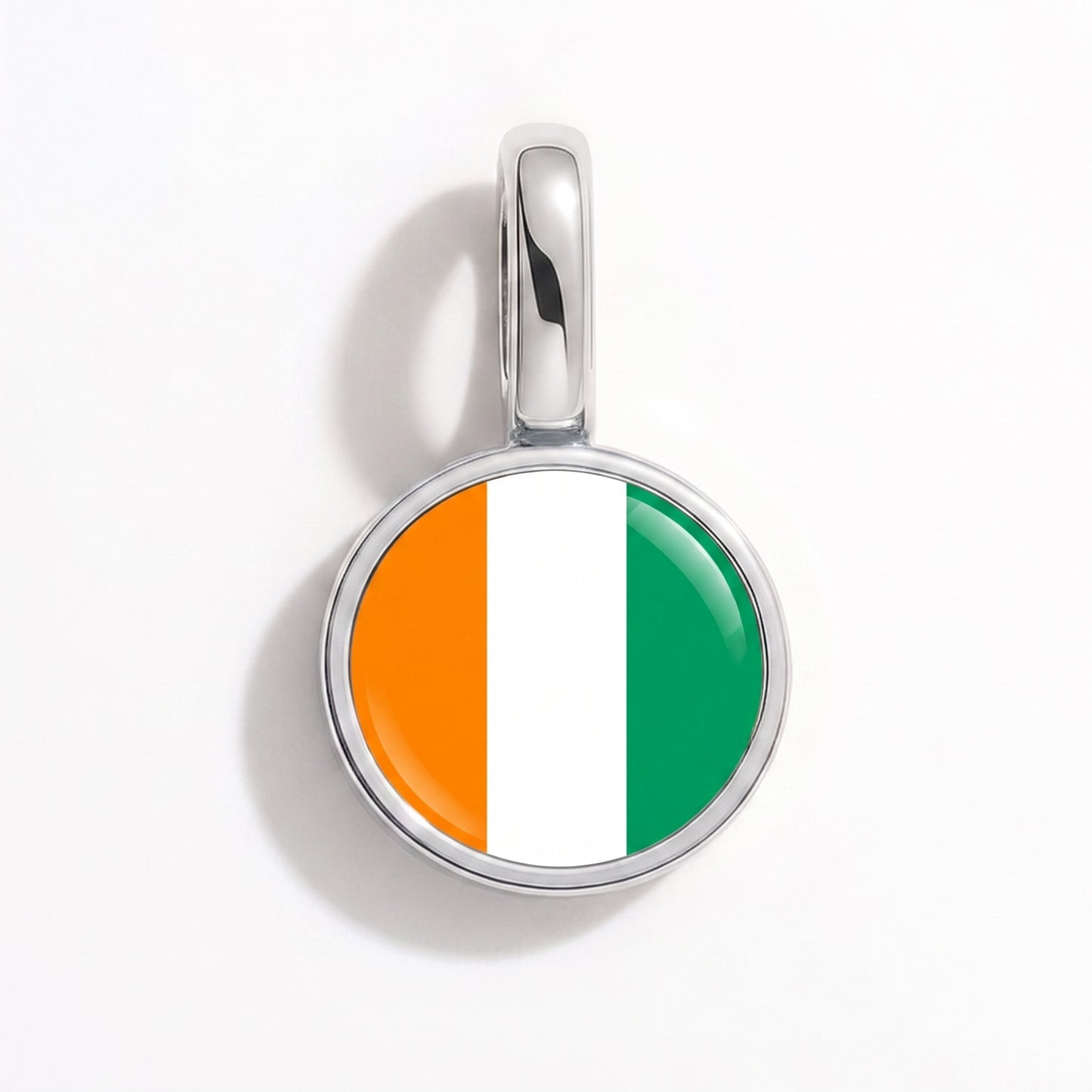 Flag charm Ivory Coast – round silver