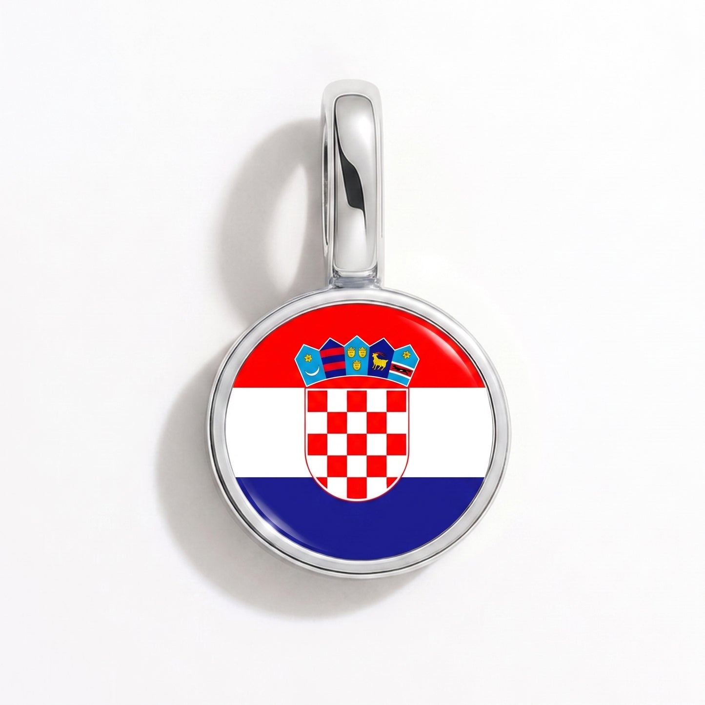 Flag charm Croatia – round silver