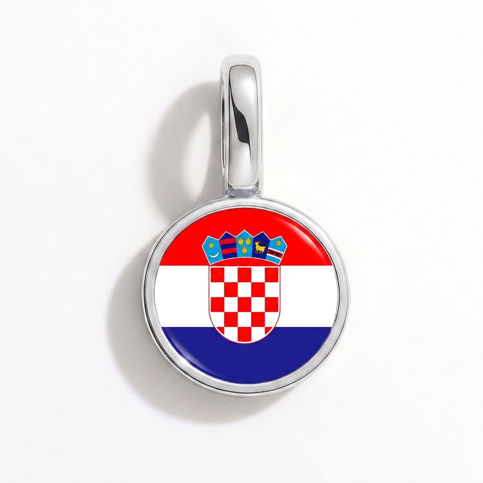 Flag charm Croatia – round silver