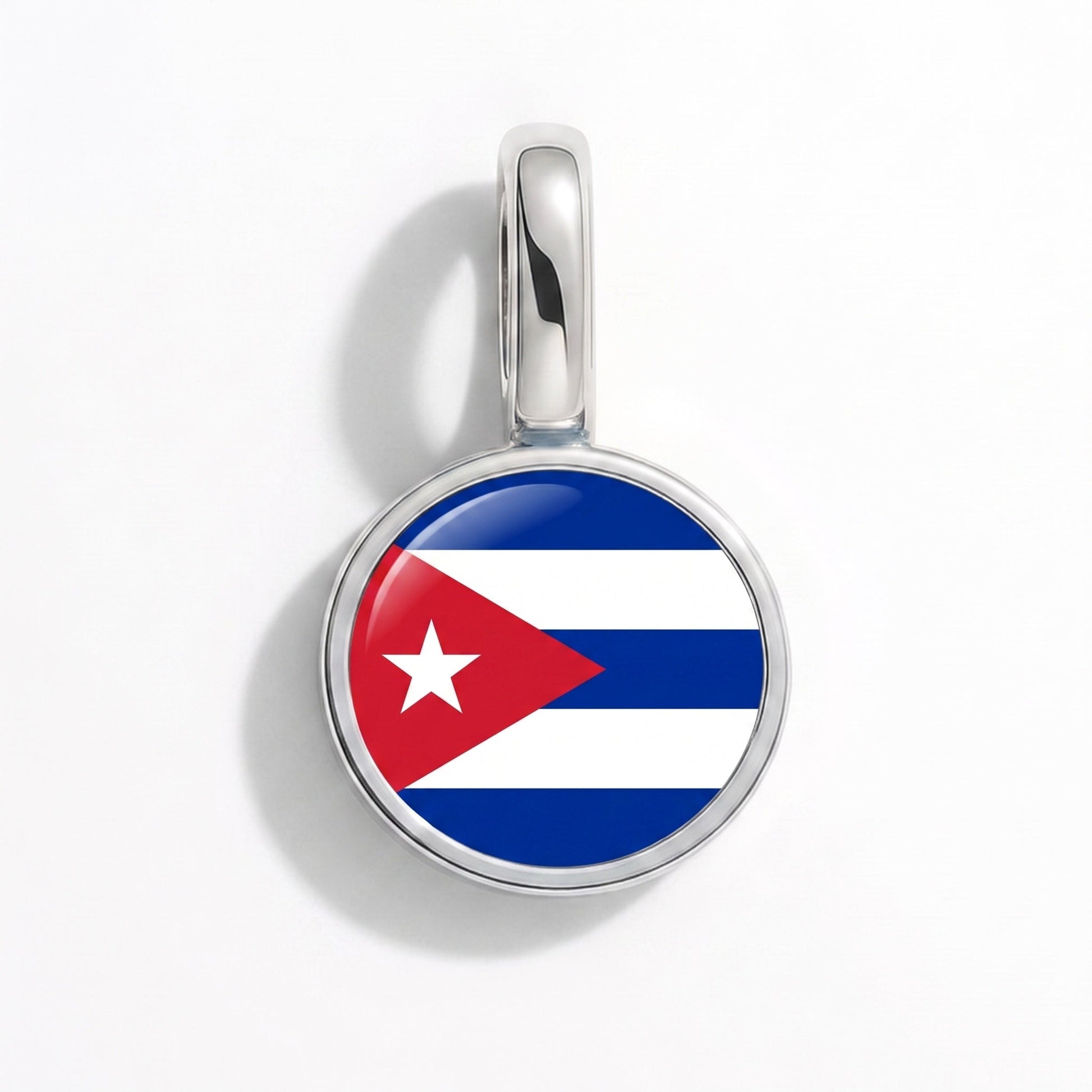 Flag charm Cuba – rectangular silver