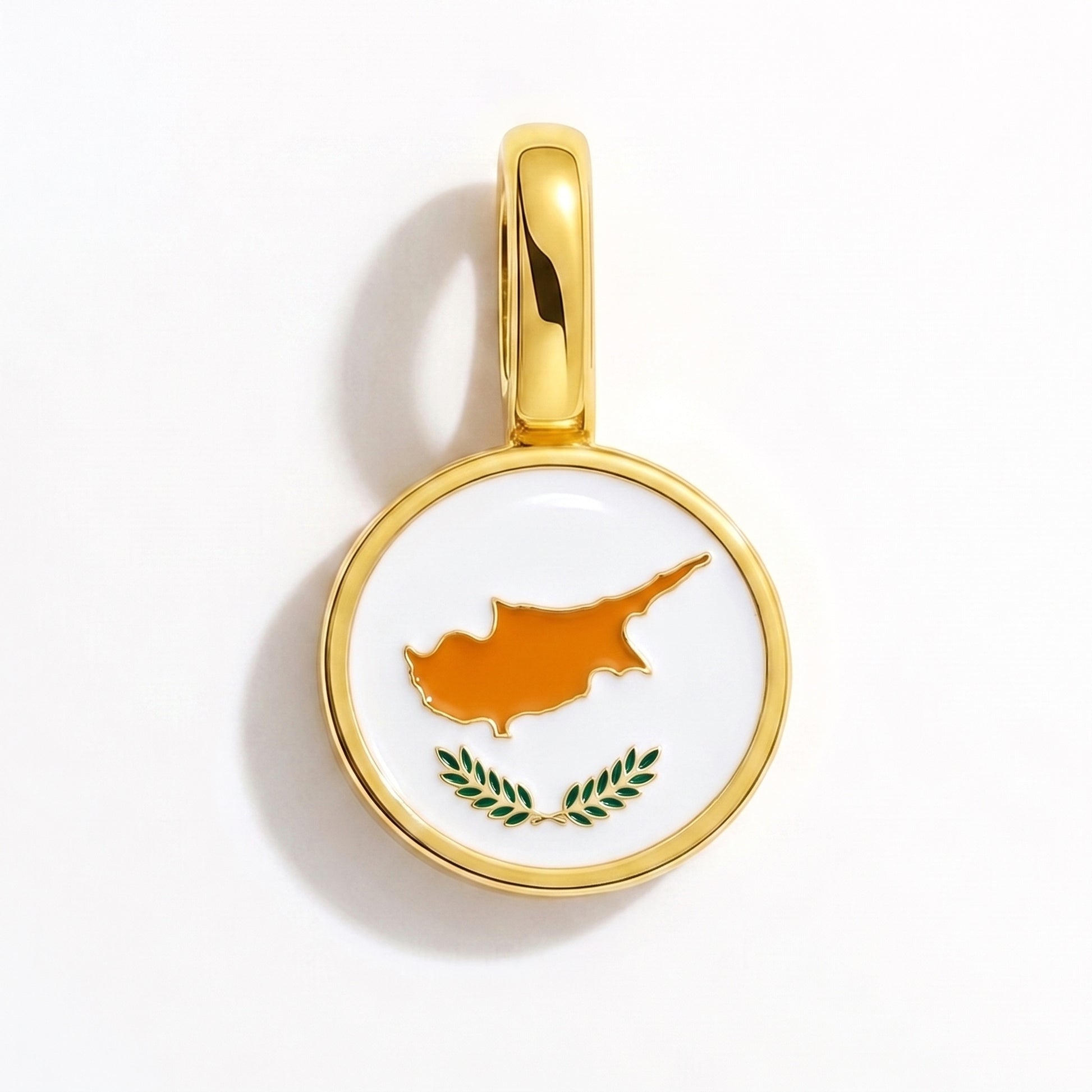 Flag charm Cyprus – round gold