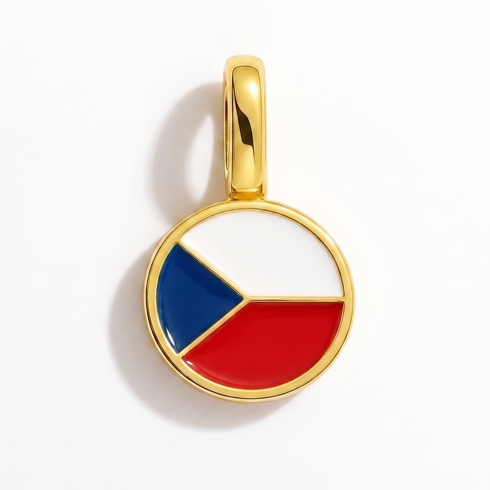Flag charm Czech Republic – round gold